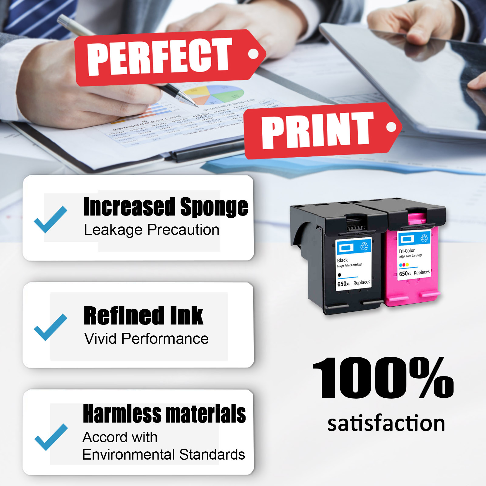 For HP 650XL Ink Cartridge Work For HP DeskJet 1018 1518 2515 2548 2648 3515 3548 4518 4648 3547 4510 4515 4516 4645 1014 Printers-PrintsBoost