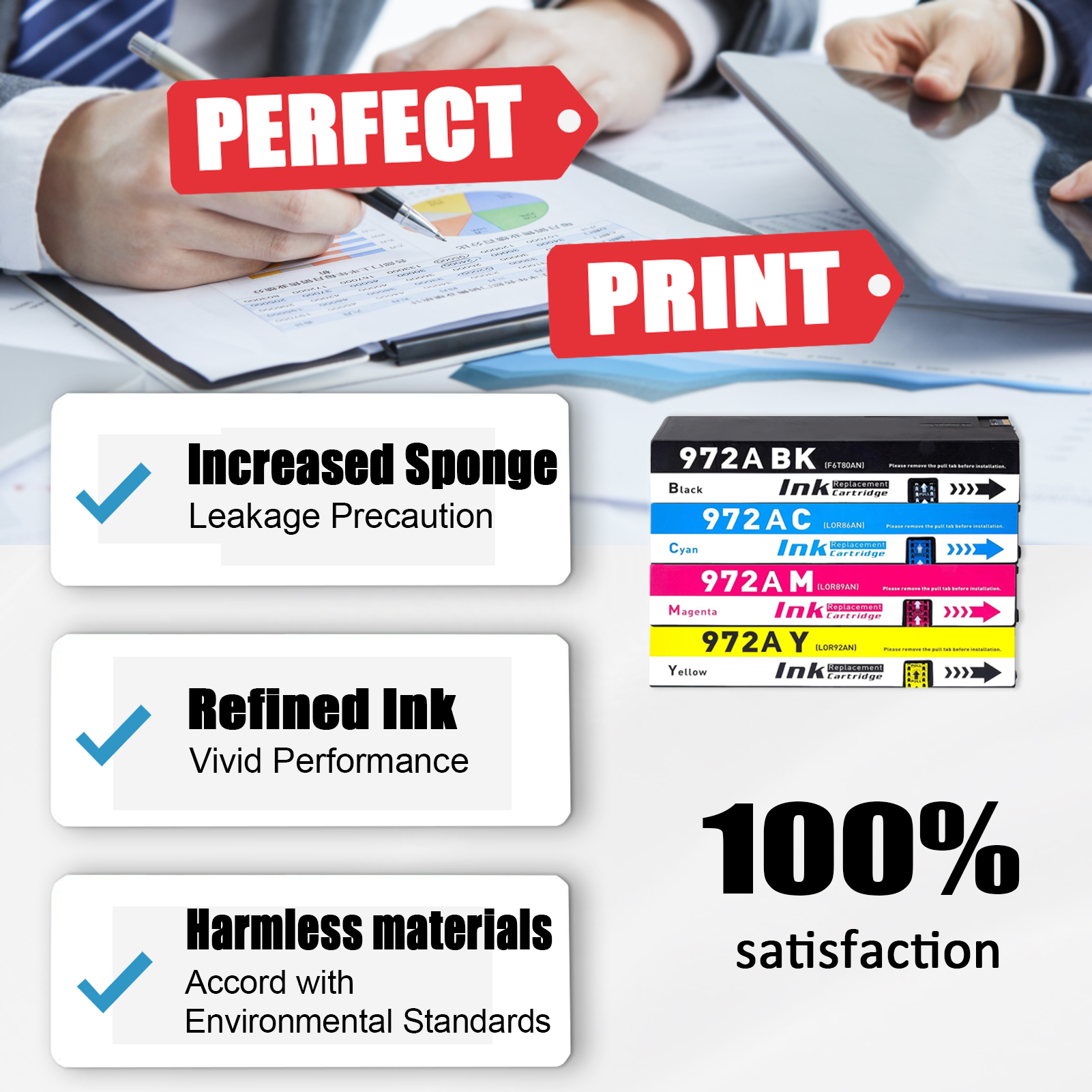 For HP 972A Ink Cartridge Work For HP Pagewide 352dw 377dw 452dw 452dn 477dw 477dn 552dw 577dw 577z P55250dw P57750dw Printers-PrintsBoost