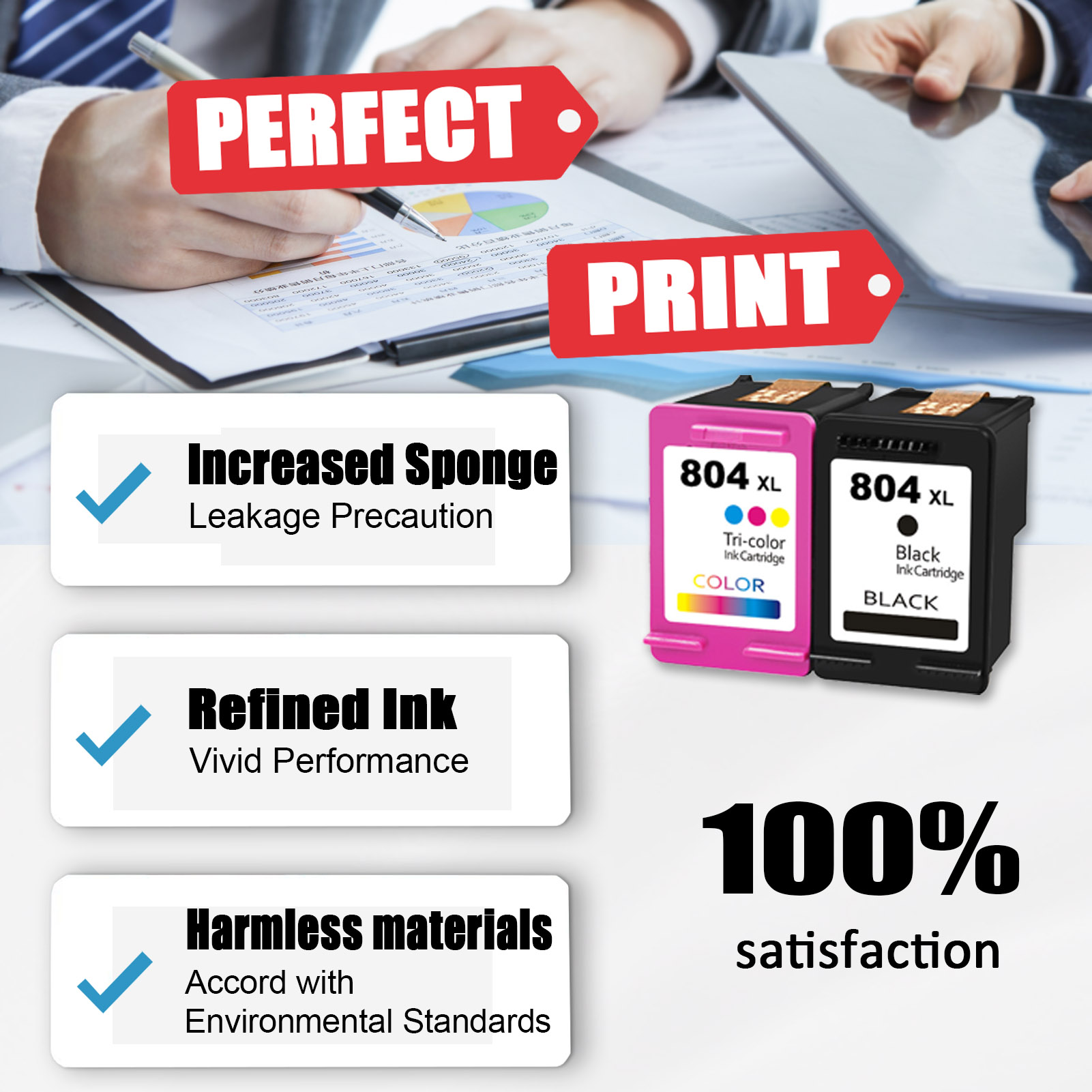 For HP 804XL Ink Cartridge Work For HP Envy Photo 6220 6222 6230 6232 6234 6252 6255 6258 7120 7130 7132 7134 7155 Printers-PrintsBoost