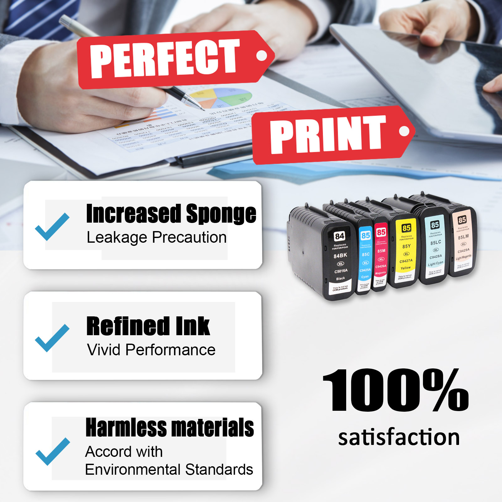 For HP 84 85 Ink Cartridge Work For HP Designjet 30 90r 130 130nr Printers