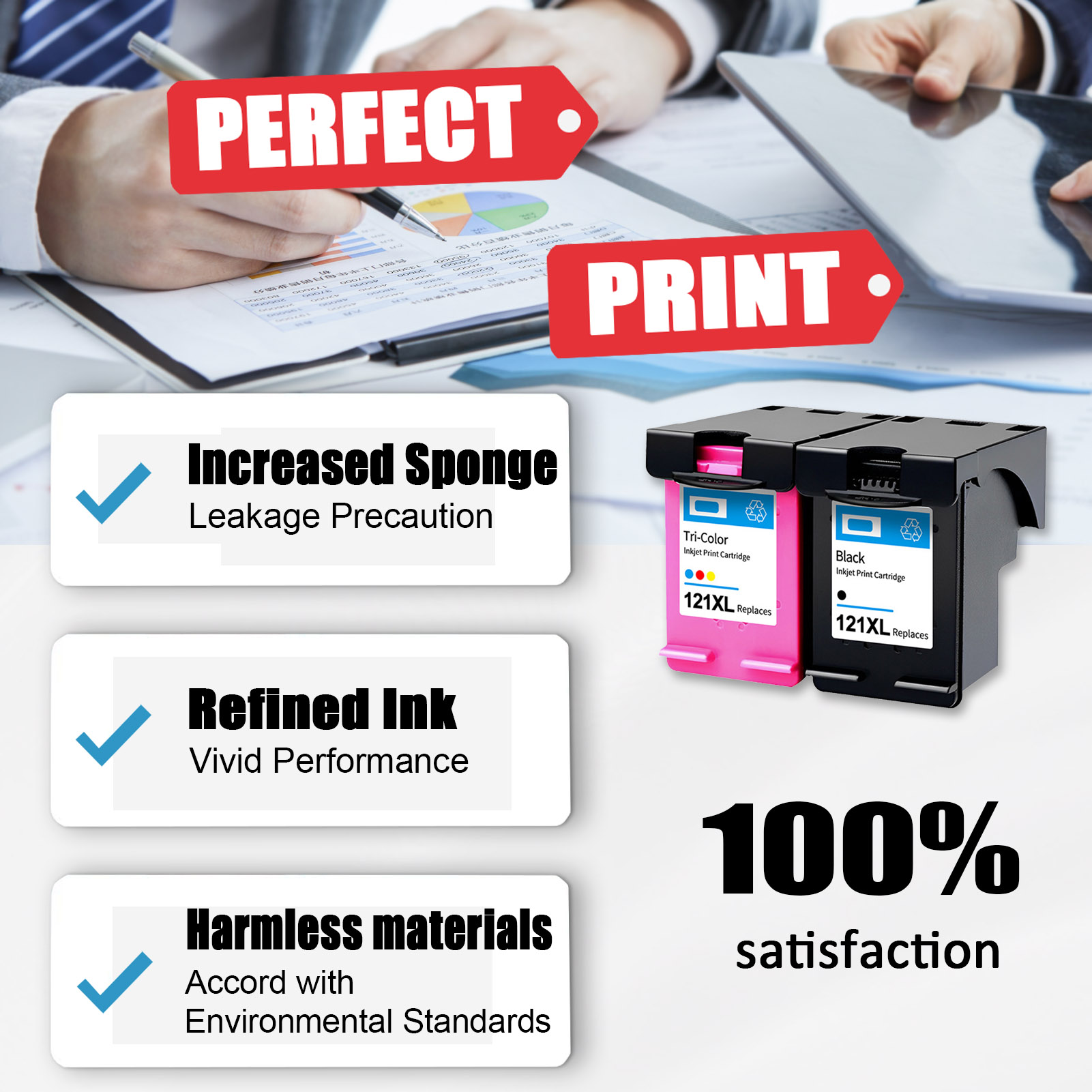 For HP 121XL Ink Cartridge Work For HP Deskjet F2493 F4213 F4283 F4583 D2563 F2423 F2483 F4275 F4583 F2560 F2568 F4280 Printers-PrintsBoost