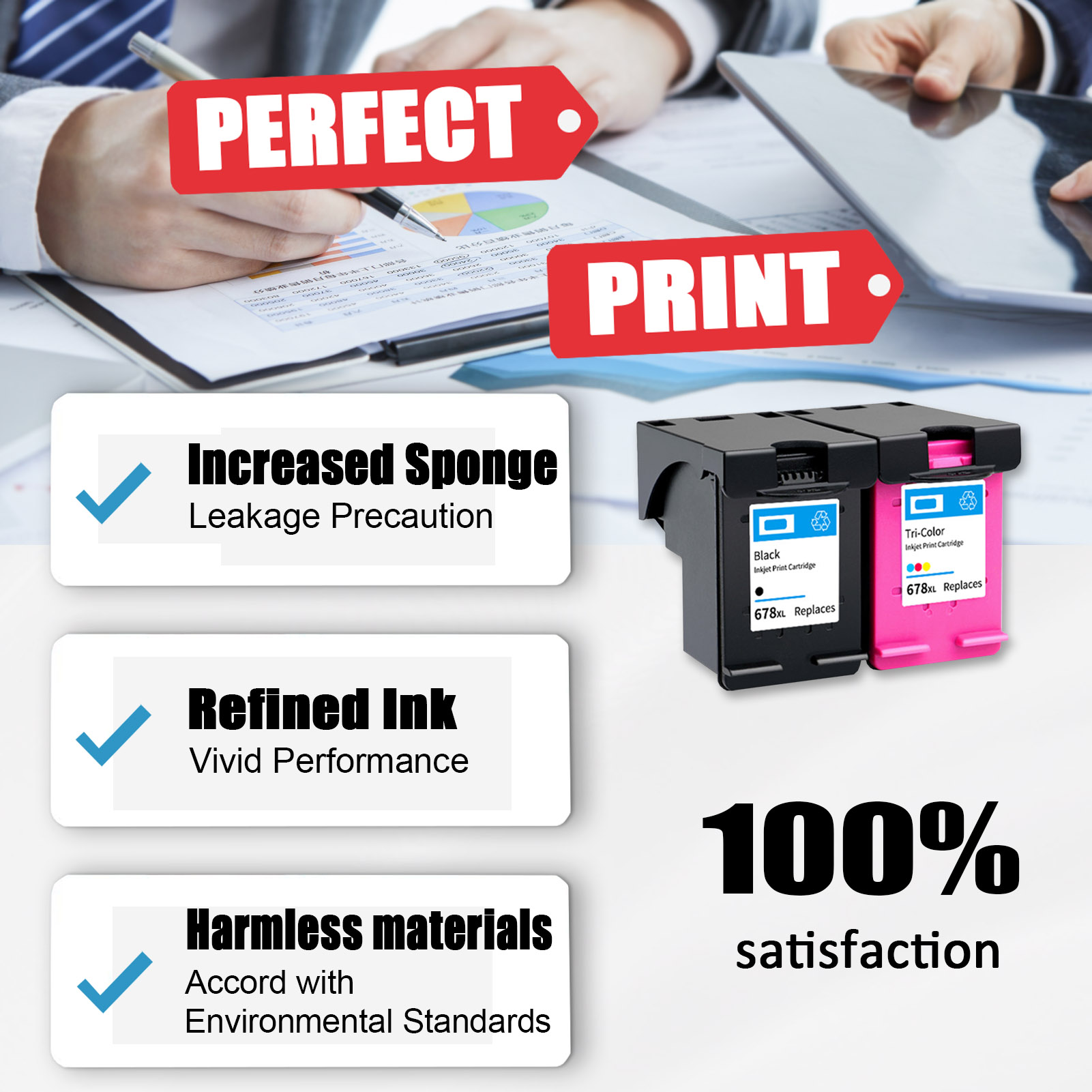 For HP 678XL Ink Cartridge Work For HP Deskjet 1014 1015 1016 1018 1515 1516 1518 2510 2515 2516 2545 2546 2548 2645 2646 Printers-PrintsBoost