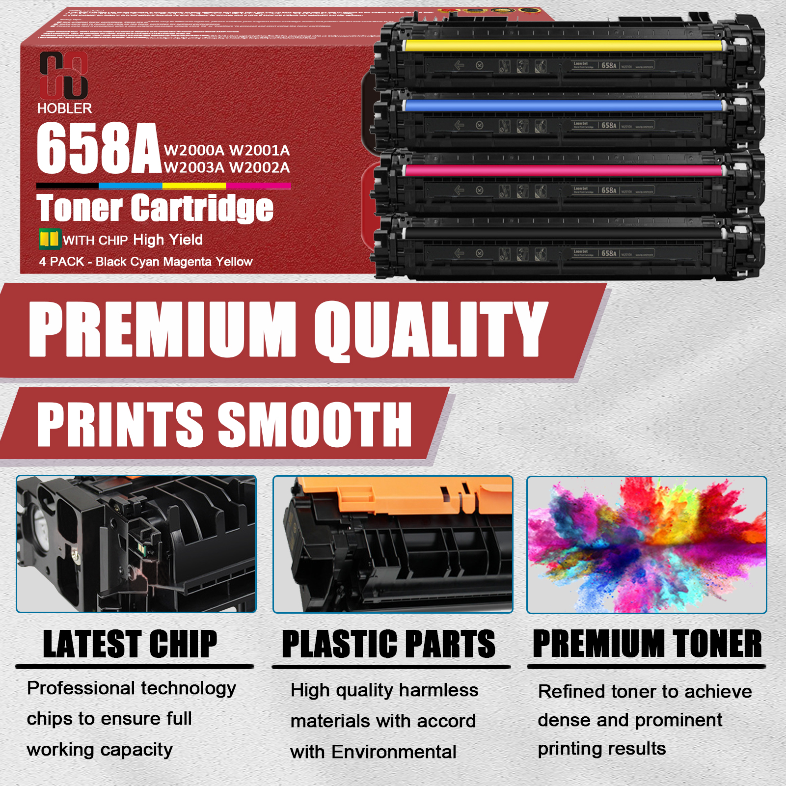 For HP 658A W2000A W2001A W2003A W2002A Toner Cartridge Work for HP Color LaserJet Enterprise M751dn M751n M751 Printers-PrintsBoost