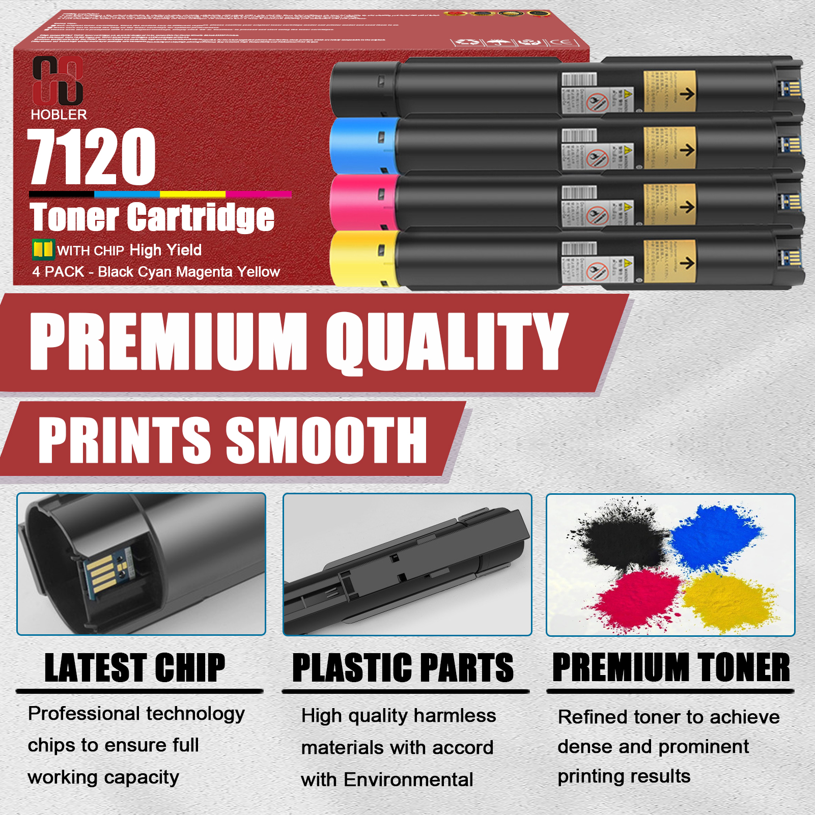 For Xerox 006R01457 006R01460 006R01459 006R01458 Toner Cartridge Work for Xerox WorkCentre 7120 7125 7220 7225 7220i 7225i Printers-PrintsBoost