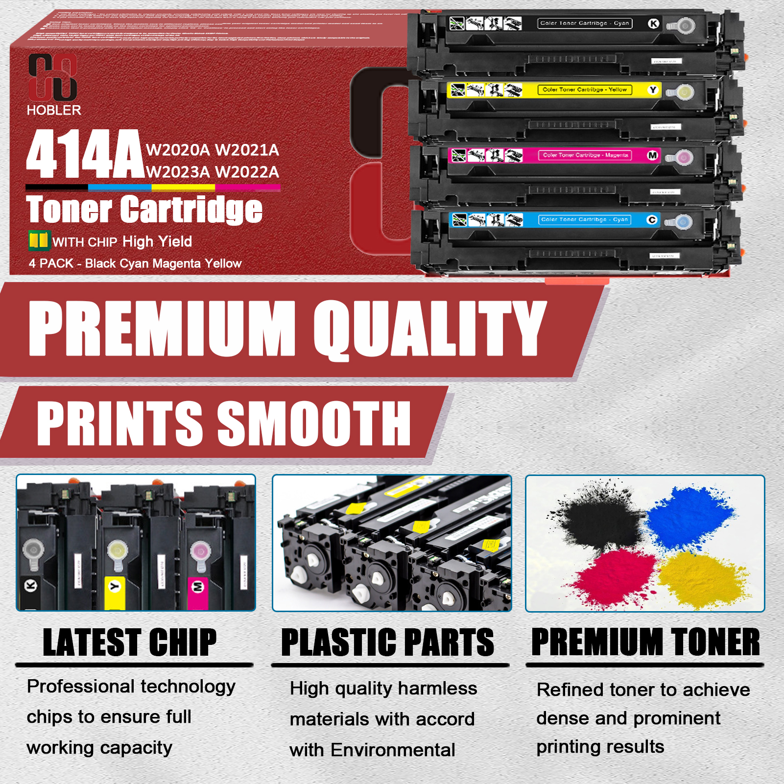 For HP 414A W2020A W2021A W2023A W2022A Toner Cartridge Work for HP Color Pro MFP M479fdw M479fdn M454dw M454dn M454 M479 Printers-PrintsBoost