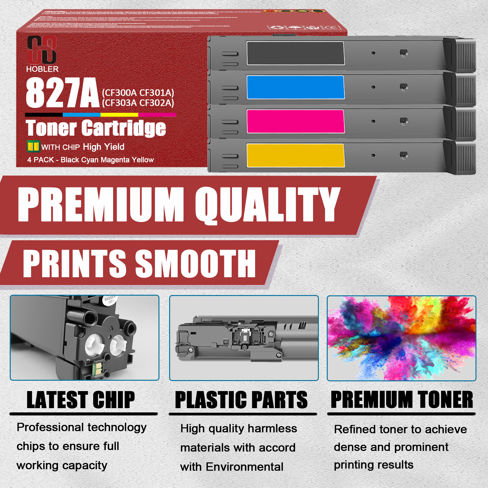For HP 827A CF300A CF301A CF303A CF302A Toner cartridge Work for HP LaserJet M880 M880z+ M880z M880z+NFC Printers-PrintsBoost