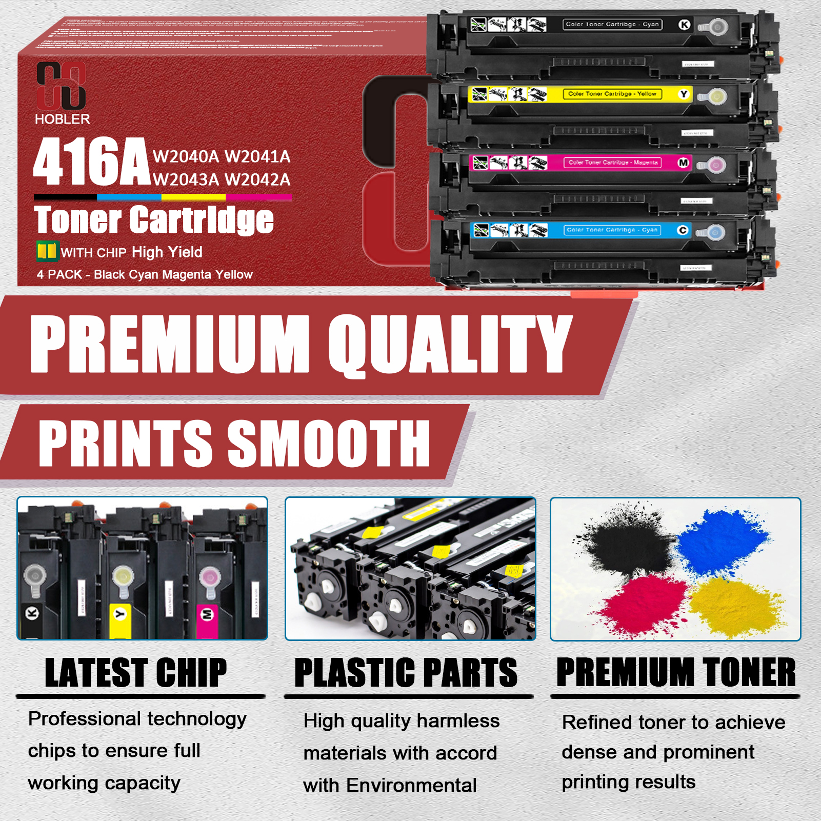 For HP 416A W2040A W2041A W2043A W2042A Toner Cartridge Work for HP LaserJet M454dn M454dw MFP M479dw M479fdn M479fdw M479fnw Printers-PrintsBoost