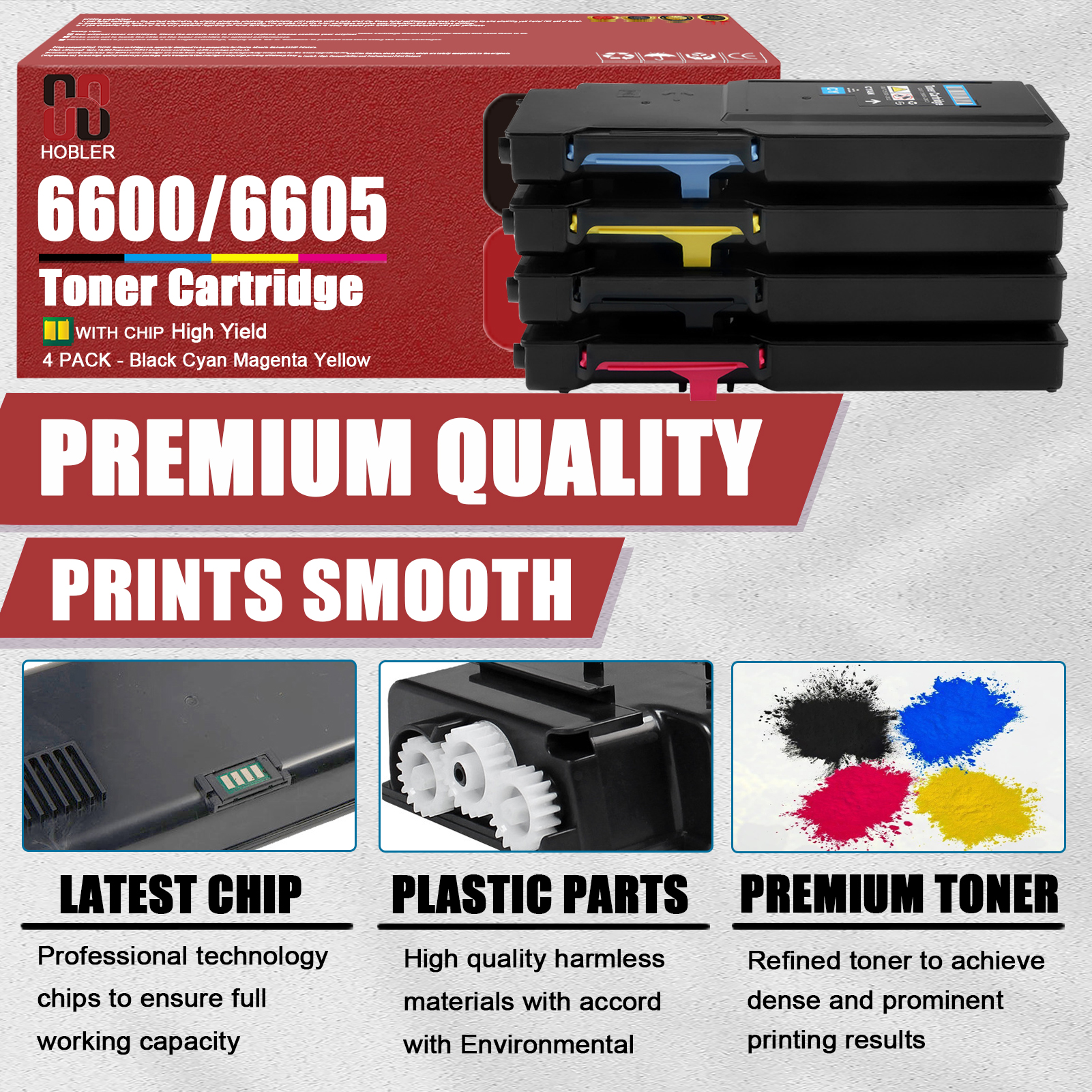 For Xerox 106R02236 106R02233 106R02234 106R02235 Toner Cartridge Work for Xerox Phaser 6600 WorkCentre 6605 Printers-PrintsBoost