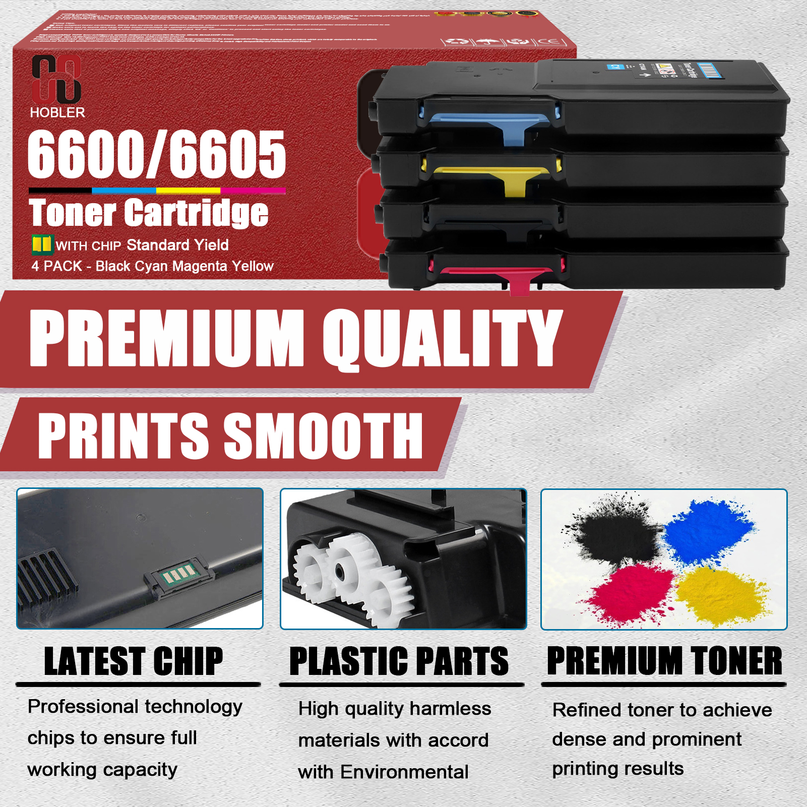 For Xerox 106R02244 106R02241 106R02242 106R02243 Toner Cartridge Work for Xerox Phaser 6600 WorkCentre 6605 Printers-PrintsBoost