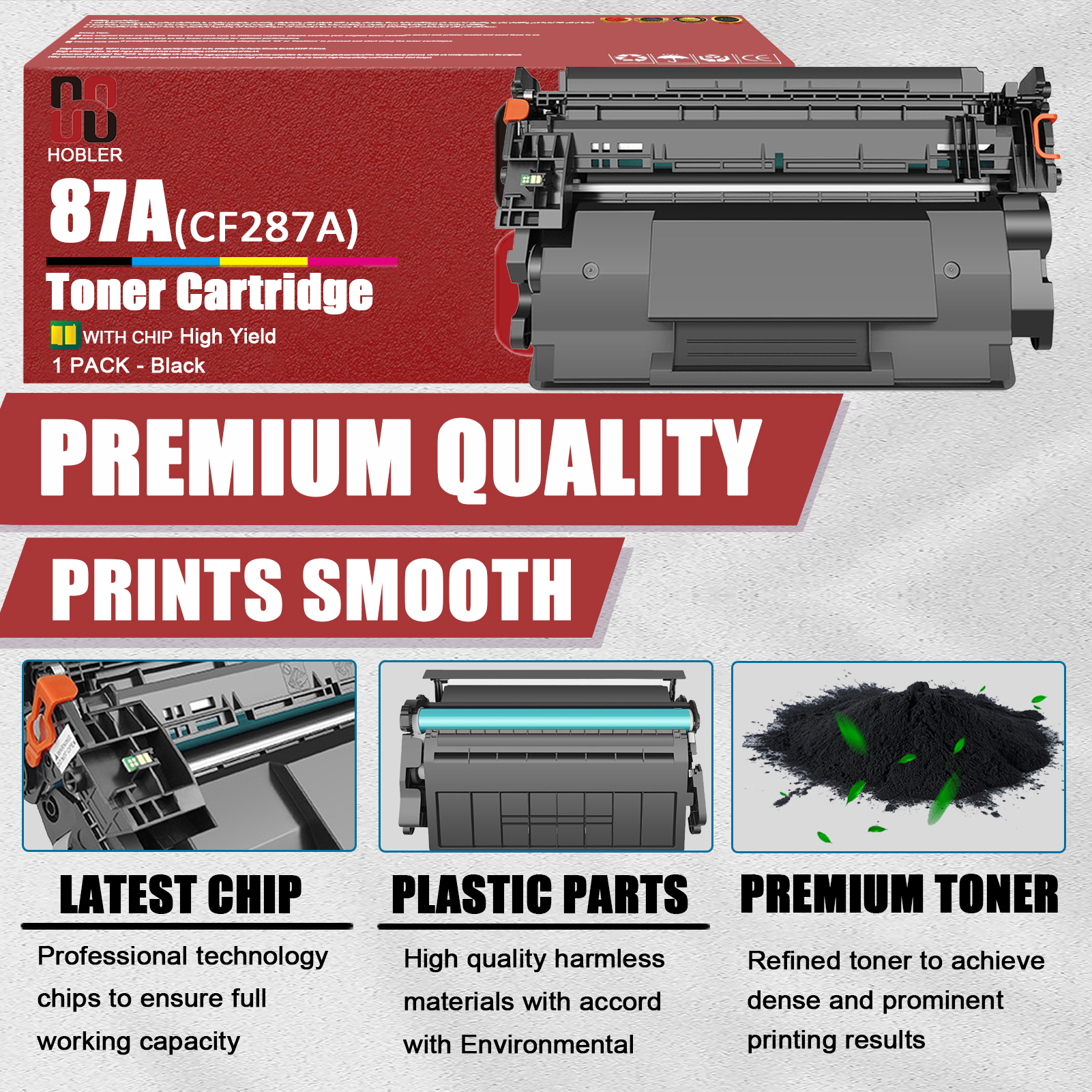 For HP 87A CF287A Toner Cartridge Work for HP M501dn Enterprise M506dh M506dn M506n M506x MFP M527dn M527f M527c M527z Printers-PrintsBoost