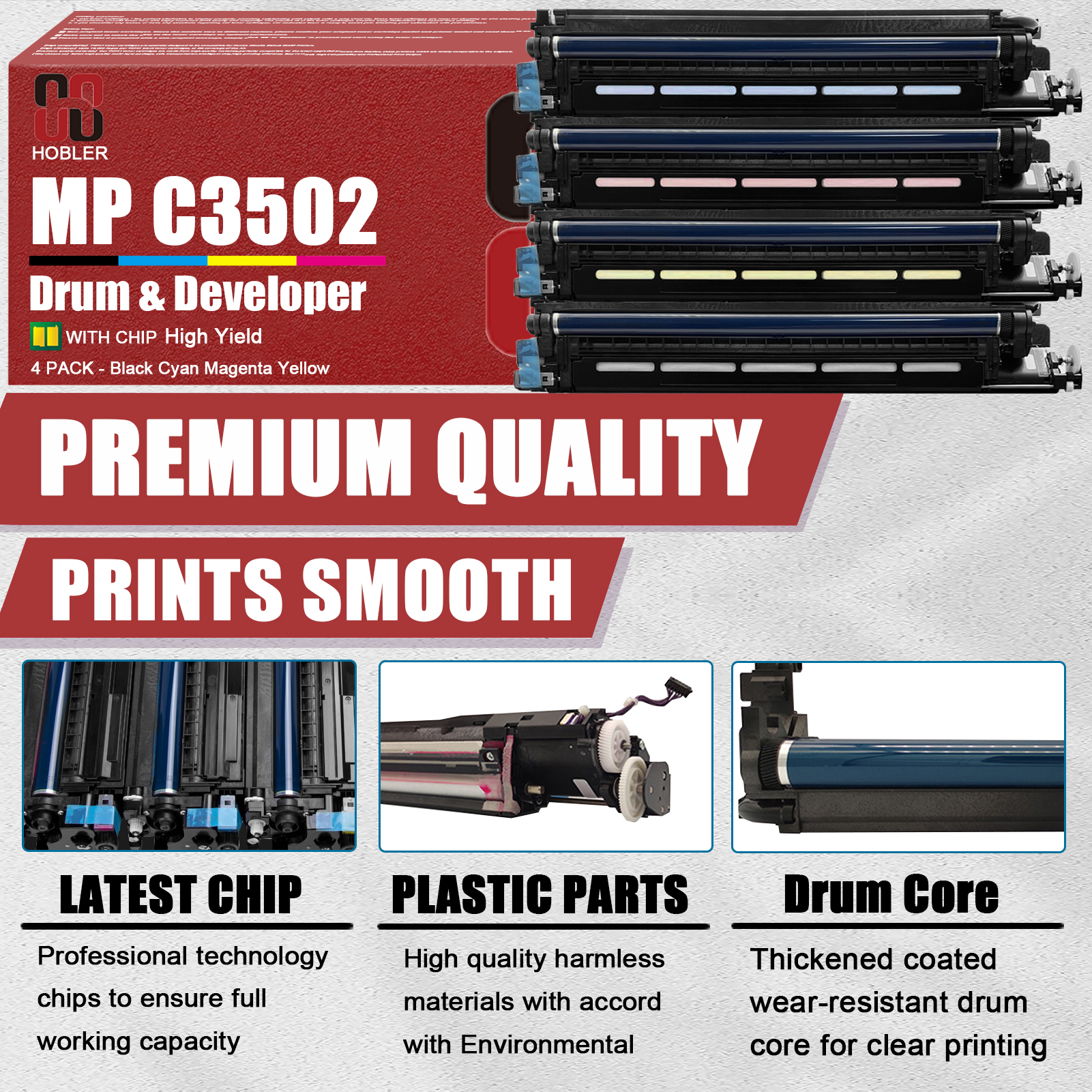 For Ricoh MP C3502 Imaging Drum and Developer Unit Work for Ricoh Aficio MP C3002 C3502 C4502 C5502 Printers-PrintsBoost
