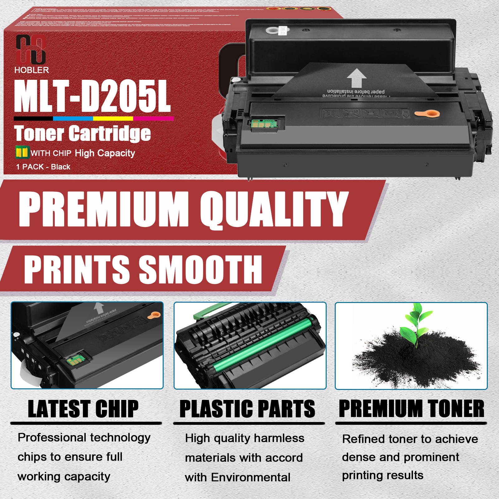 For Samsung MLT-D205L Toner Cartridge Work for Samsung ML-3300 ML-3310 3312 3710 3712 SCX-4833 4835 5637 5639 5737 5739 Printers-PrintsBoost