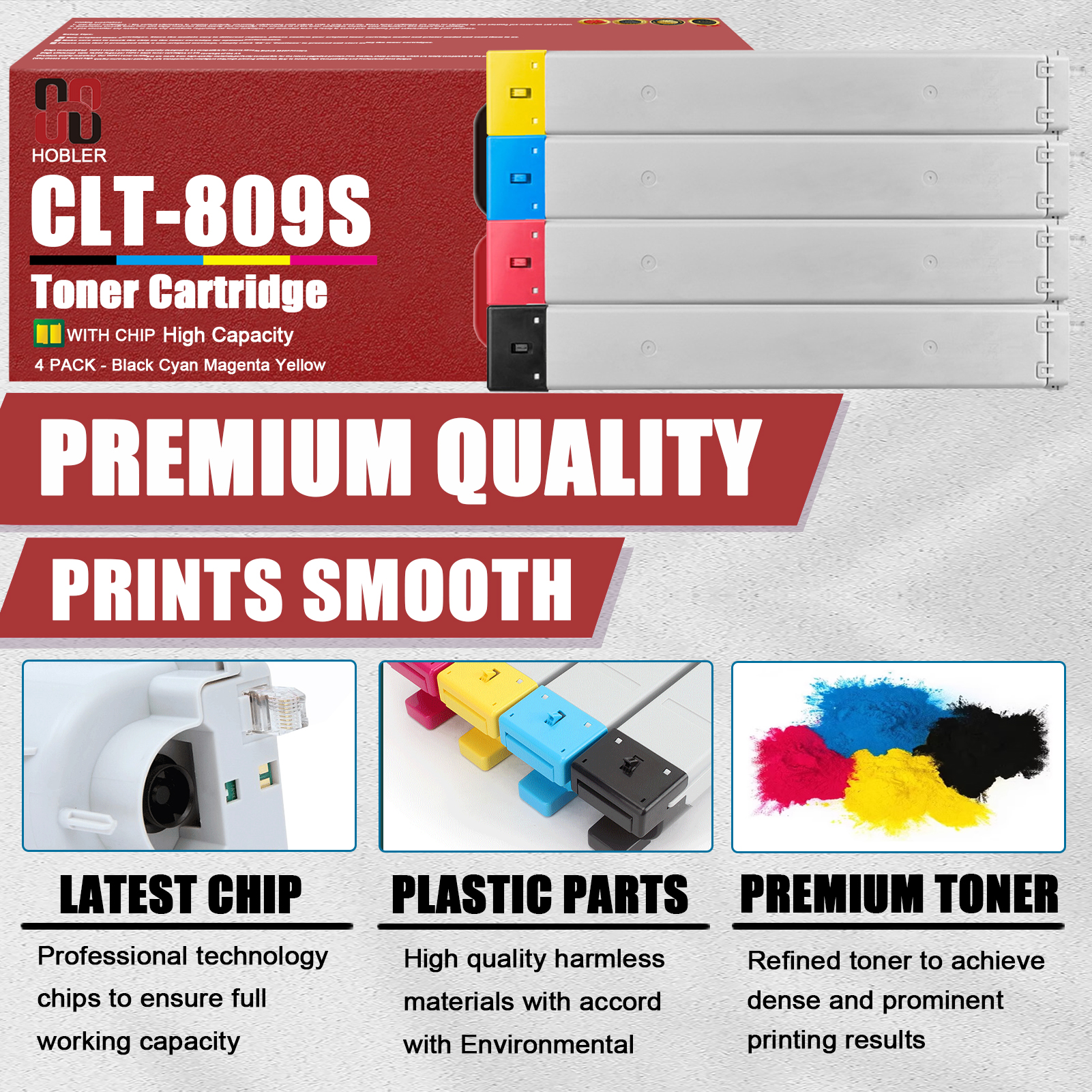 For Samsung CLT-K809S CLT-C809S CLT-M809S CLT-Y809S Toner Cartridge Work for Samsung CLX-9301NA CLX-9201NA CLX-9201ND CLX-9251ND Printers-PrintsBoost