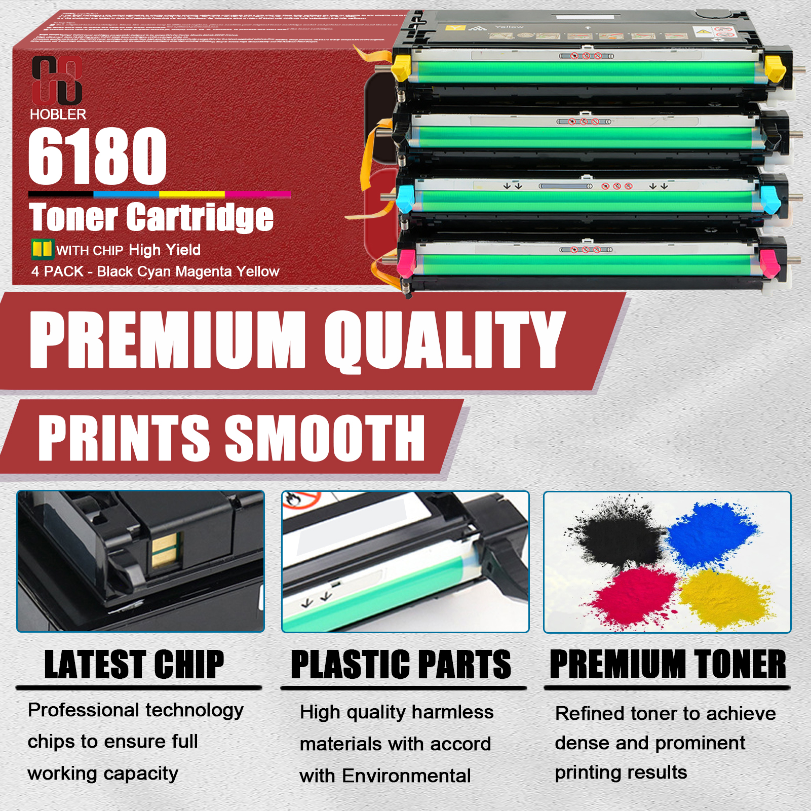 For Xerox 113R00726 113R00723 113R00724 113R00725 Toner Cartridge Work for Phaser 6180 6180N 6180DN 6180MFP-D 6180MFP-N Printers-PrintsBoost