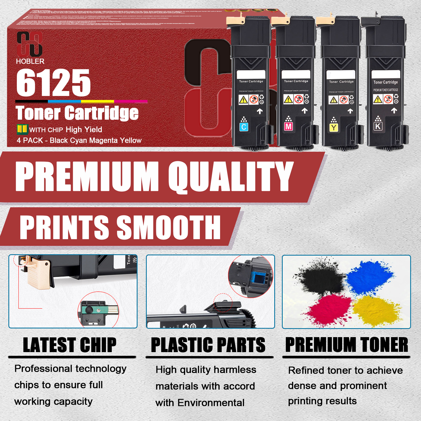 For Xerox 106R01334 106R01331 106R01332 106R01333 Toner Cartridge Work for Xerox Phaser 6125 6125N Printers-PrintsBoost