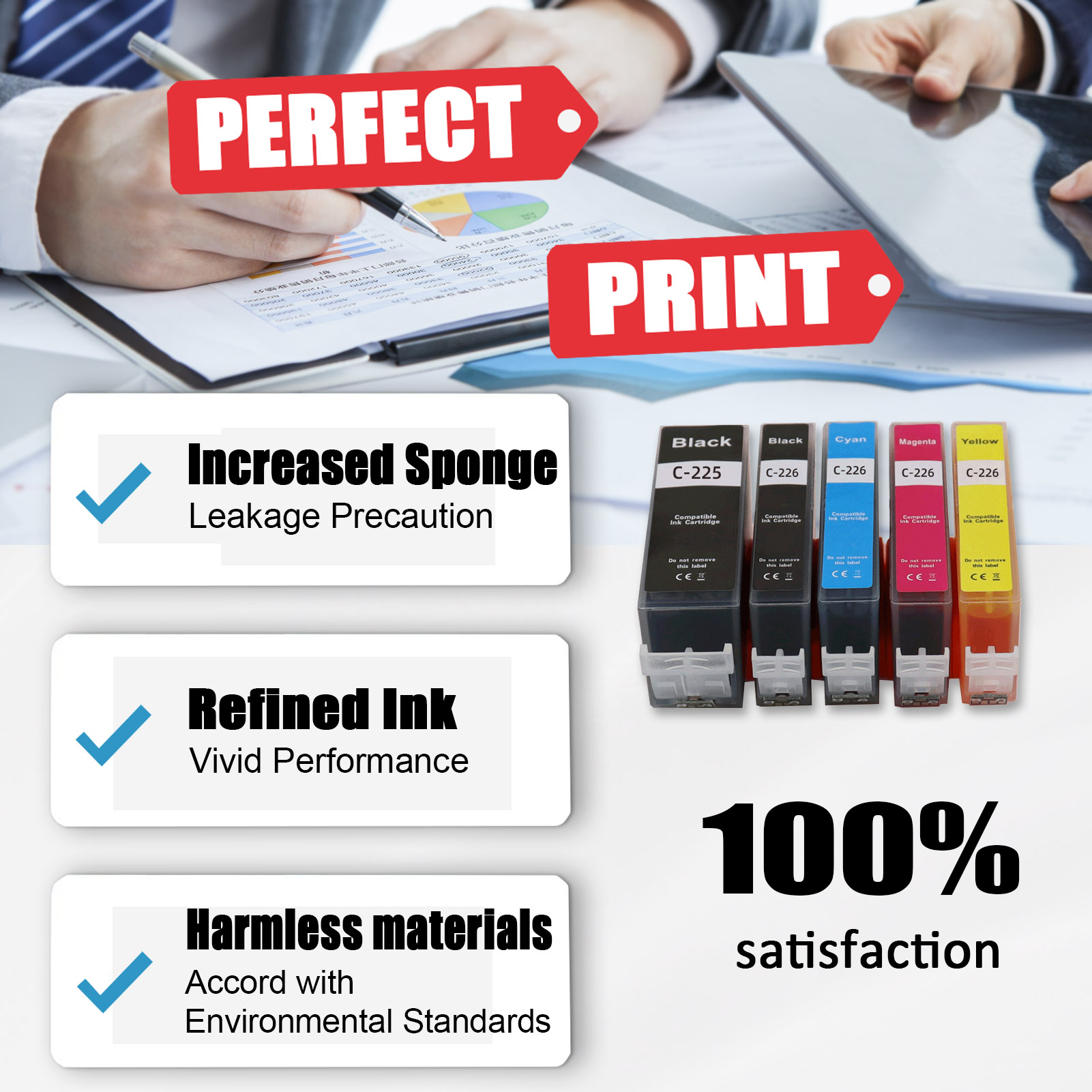 For Canon PGI-225 CLI-226 Ink Cartridge Work For Canon Pixma iP4820 iP4920 iX6520 MG5120 MG5320 MG6120 MG6220 MG8120 MG8220 MX712 MX882 MX892 MG8120B MG5220 Printers-PrintsBoost