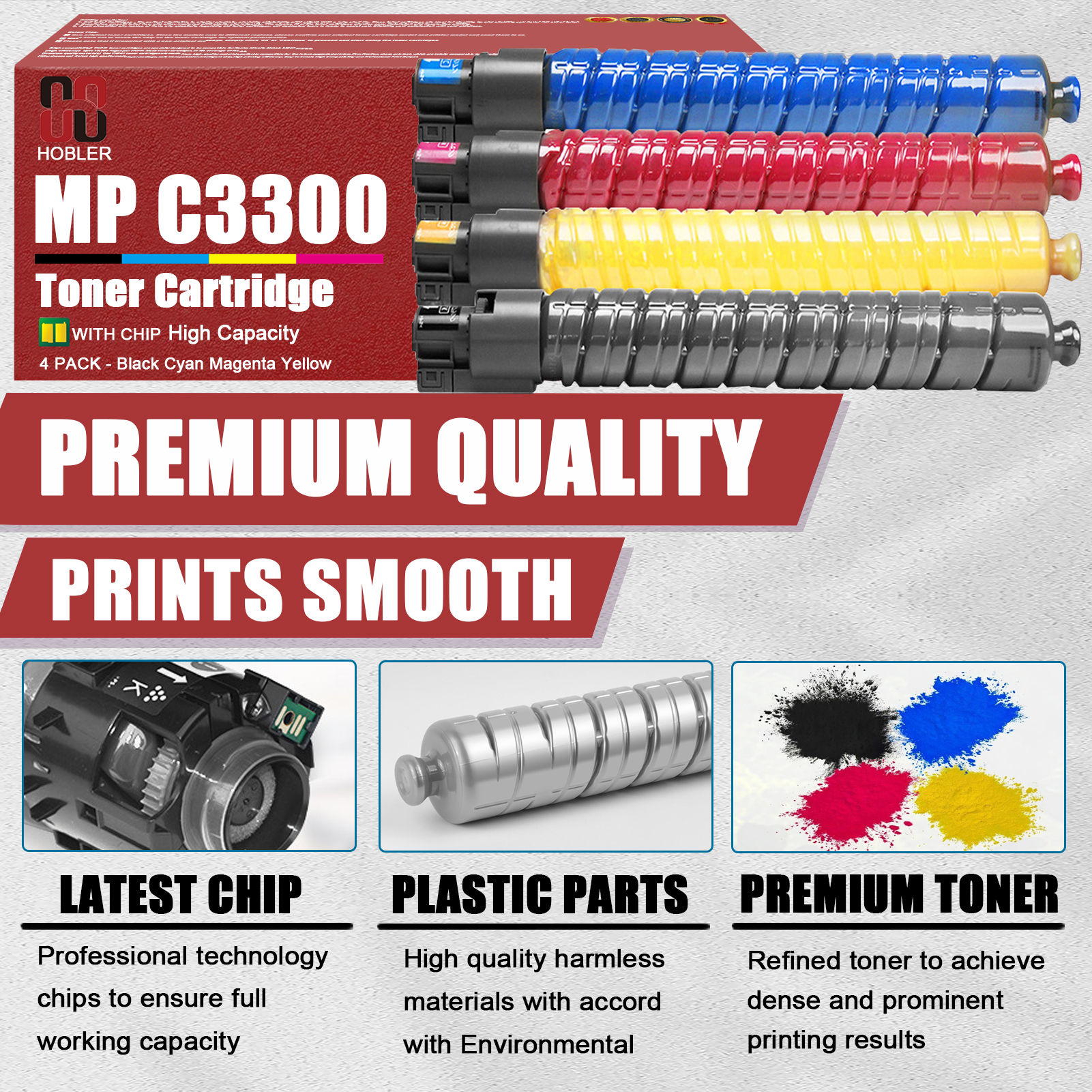 For Ricoh 841276 841279 841278 841277 Toner Cartridge Work for Ricoh MP C2800 MP C3300 Printers