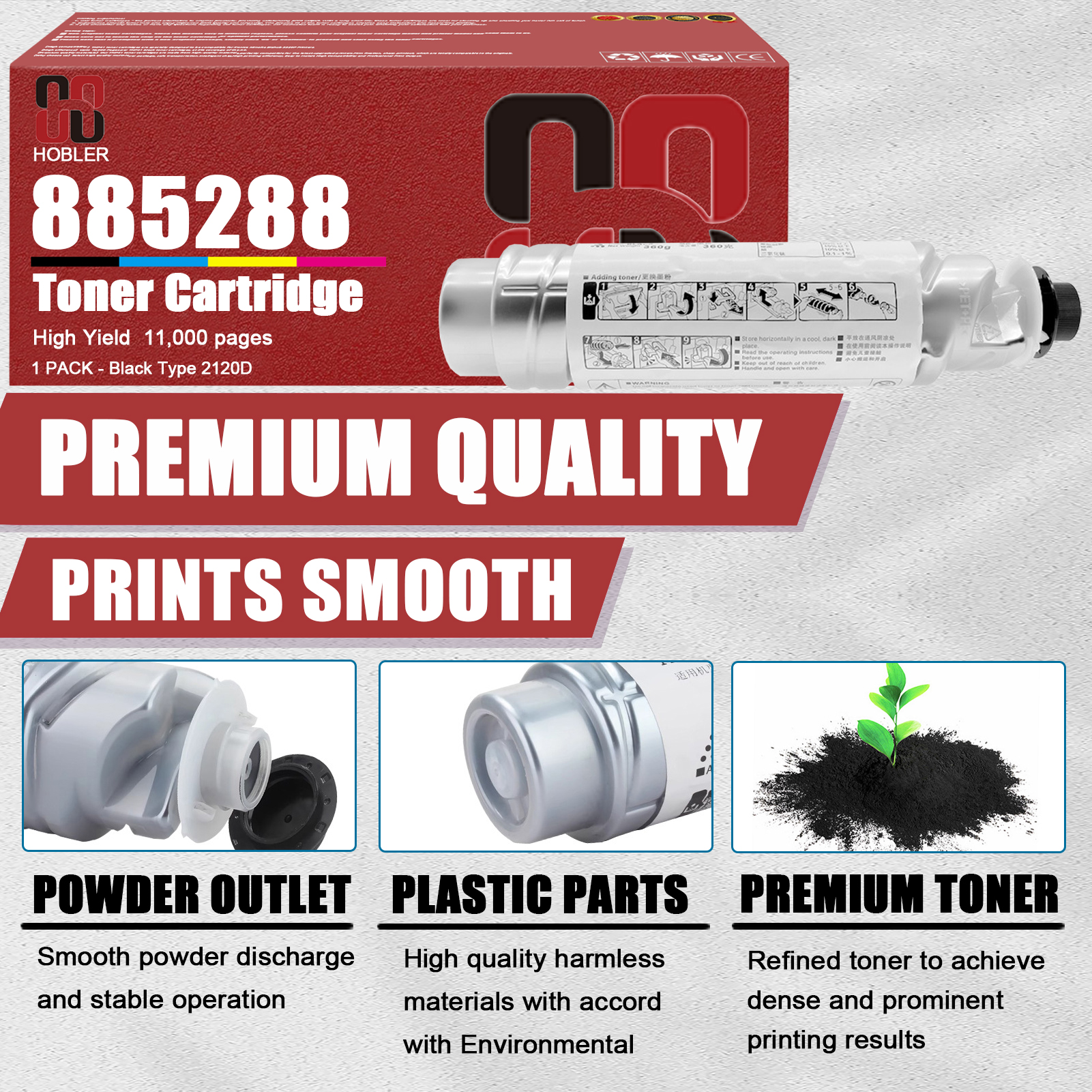 For Ricoh Type 2120D 885288 Toner Cartridge Work for Ricoh 1022 1027 2022 2027 3025 3030 MP 2550 2852 3350 2352 2510 3352 Printers-PrintsBoost