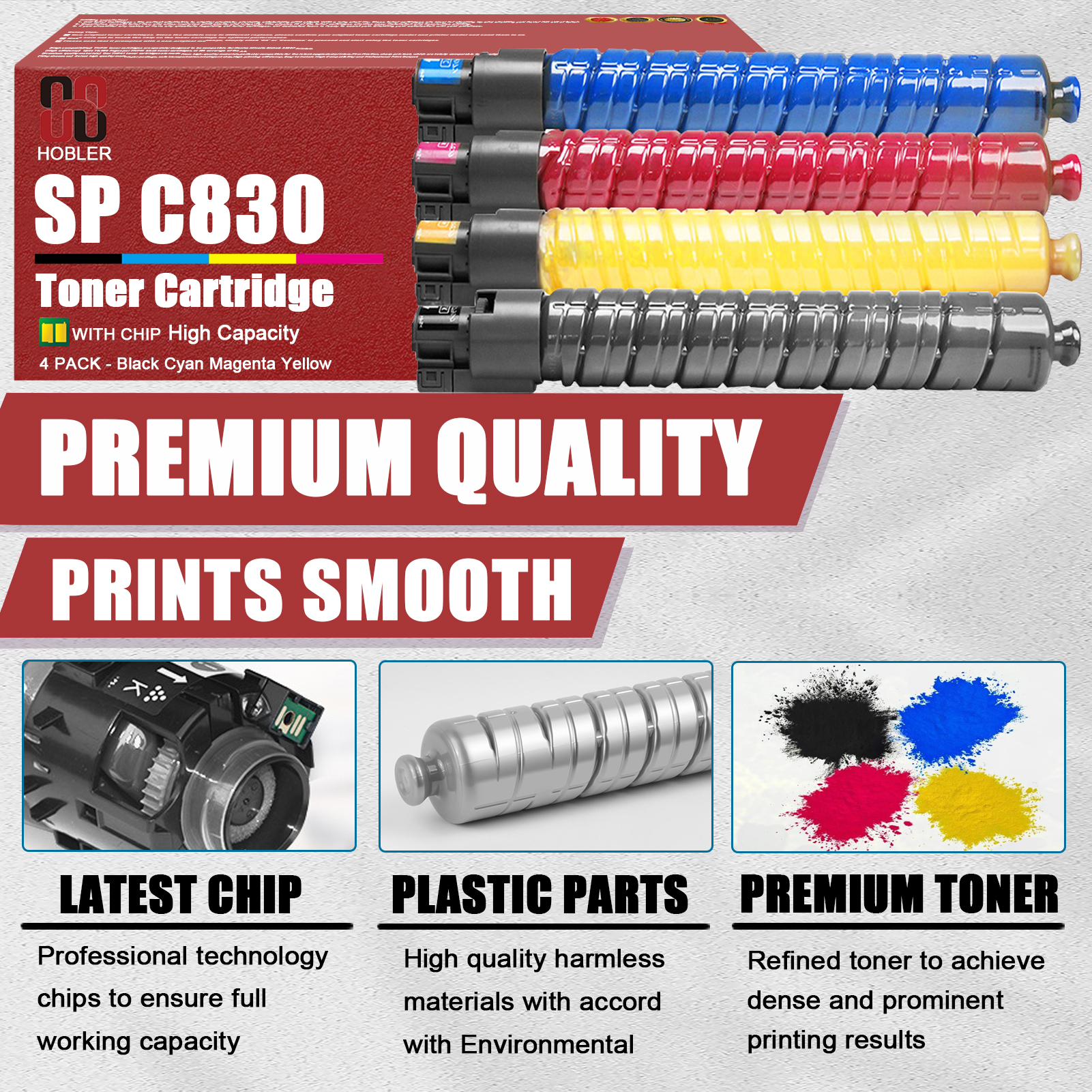 For Ricoh 821181 821184 821183 821182 821117 821120 821119 821118 Toner Cartridge Work for Ricoh SP C830dn SP C831dn Printers-PrintsBoost