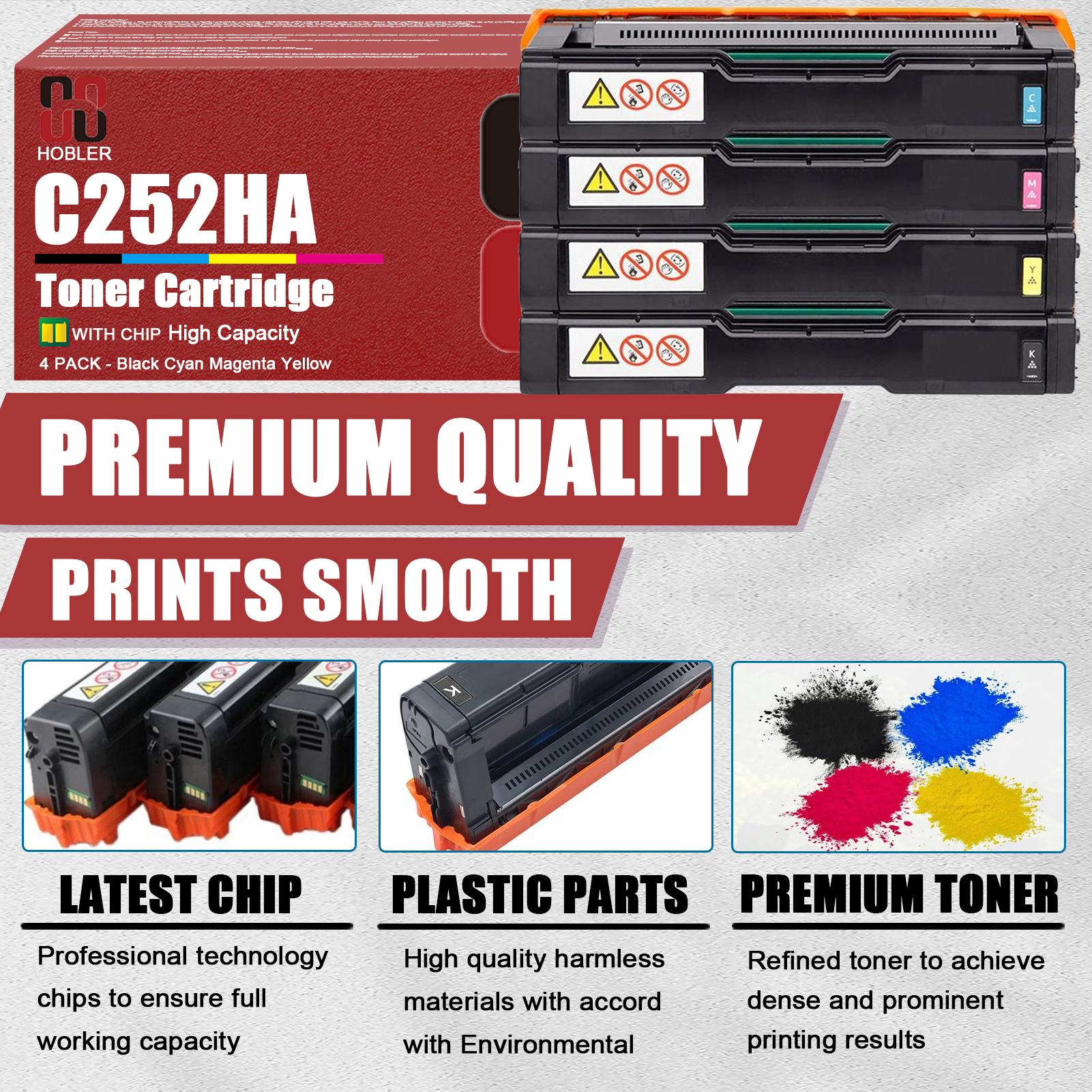 For Ricoh SP C252HA 407653 407654 407655 407656 Toner Cartridge Work for Ricoh SP C252DN C252SF C262DNw C262SFNw Printers-PrintsBoost