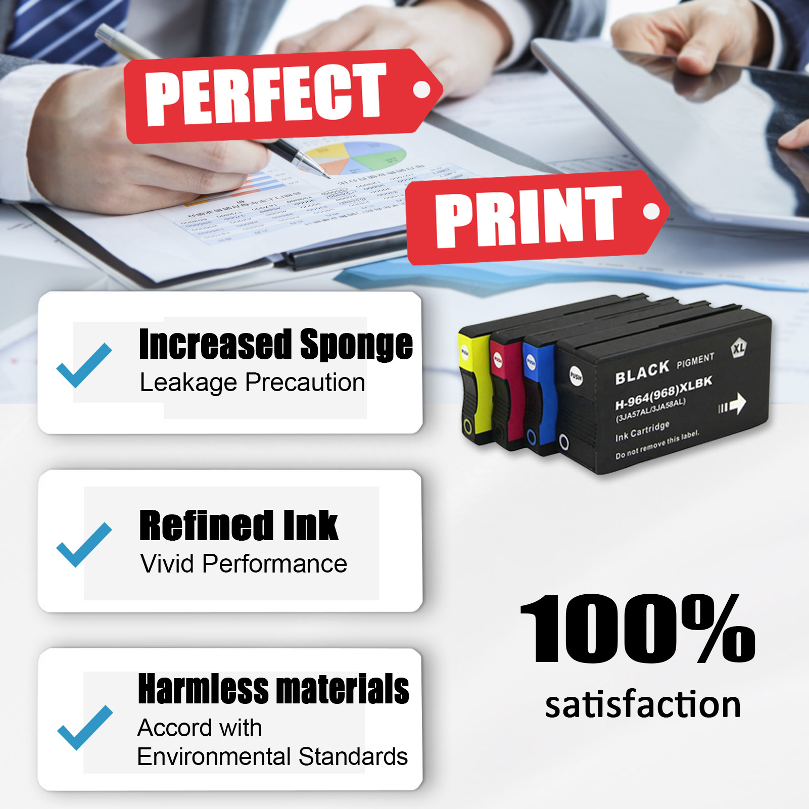 For HP 964XL Ink Cartridge Work For HP OfficeJet Pro 9010 9020 9015 9019 9025 Printers