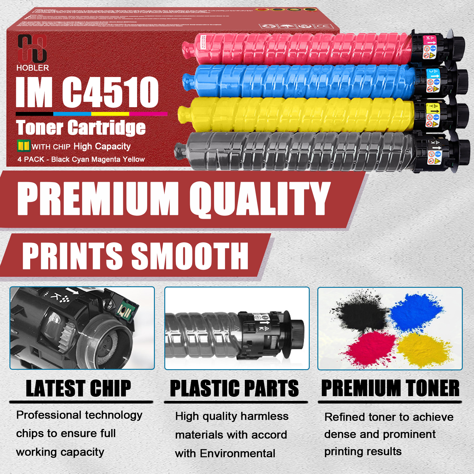 For Ricoh IM C4510 842526 842529 842528 842527 Toner Cartridge Work for Ricoh IM C4510 C6010 C5510 C7010 Printers-PrintsBoost