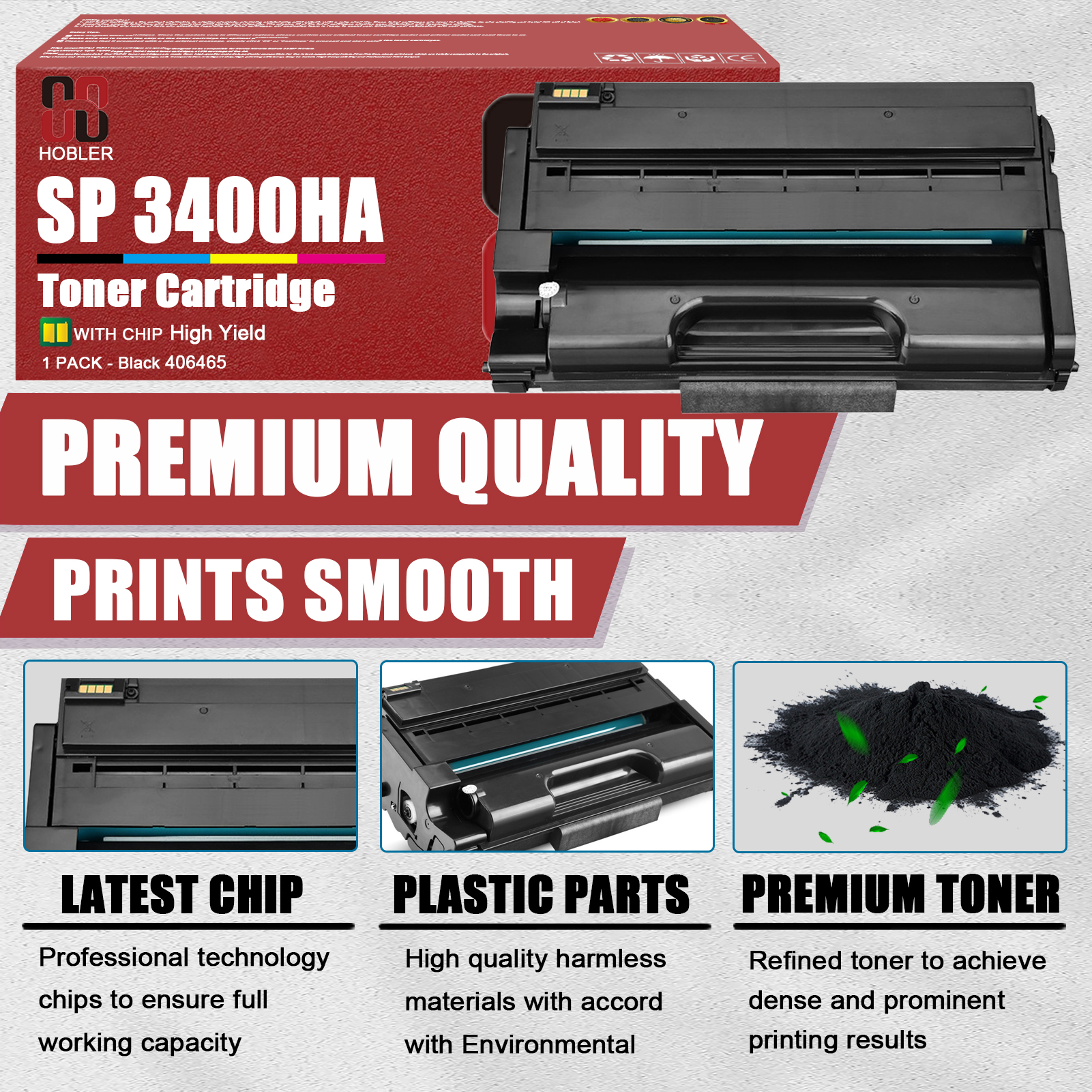 For Ricoh SP 3400HA 406465 Toner Cartridge Work For Ricoh SP 3400 3410 3500 3510 Printers