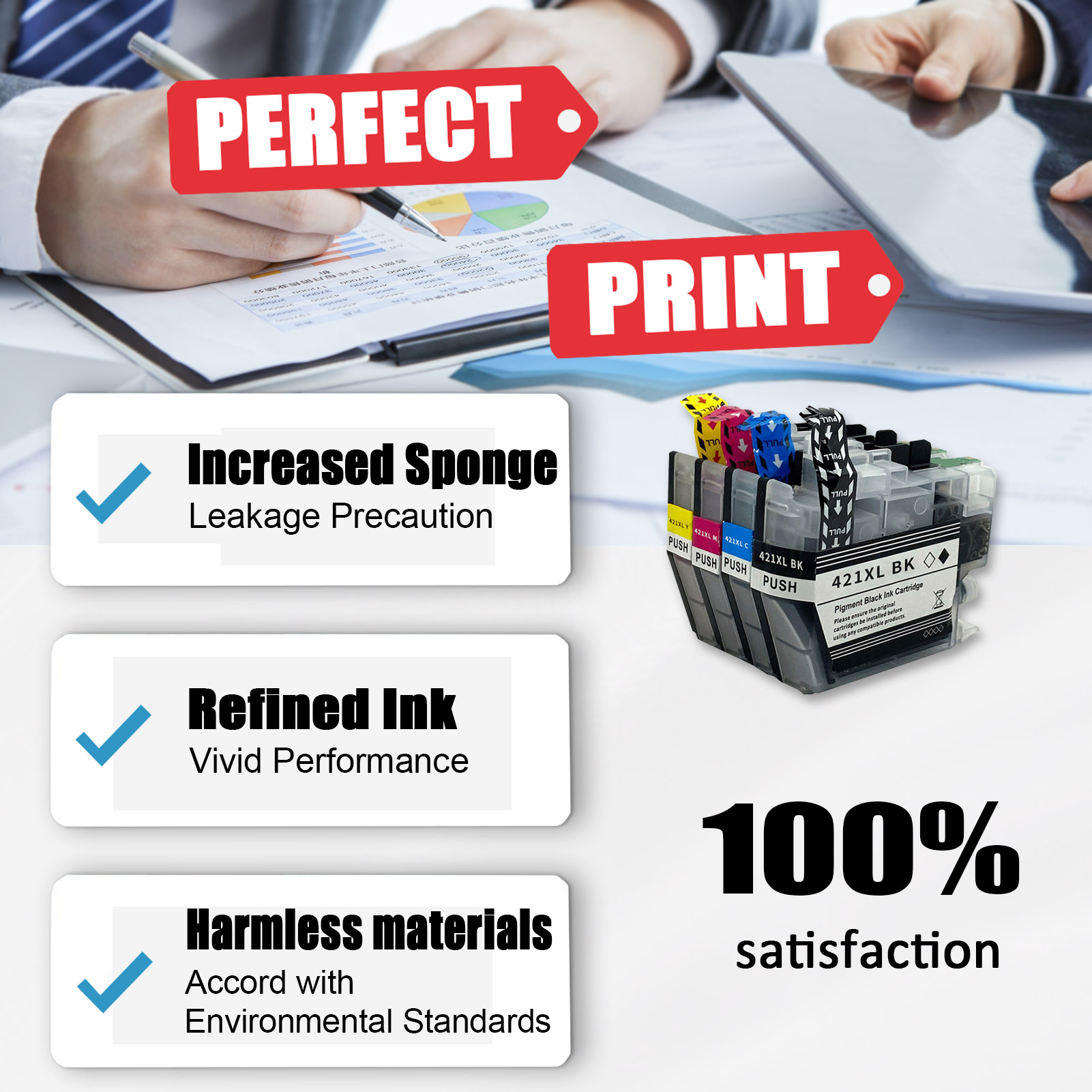For Brother LC421XL Ink Cartridge Work For Brother DCP-J1050DW DCP-J1140DW MFC-J1010DW Printers