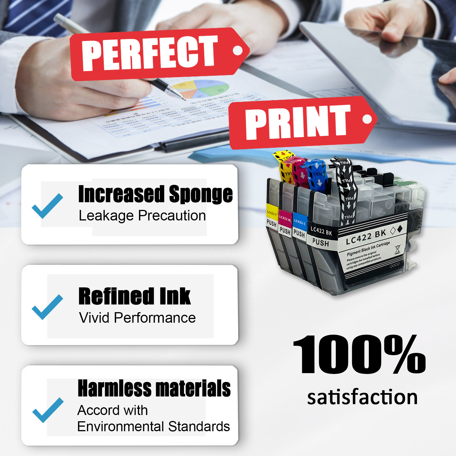 For Brother LC422 Ink Cartridge Work For Brother MFC-J5340DW MFC-J5345DW MFC-J5740DW MFC-J6540DW MFC-J6940DW Printers-PrintsBoost