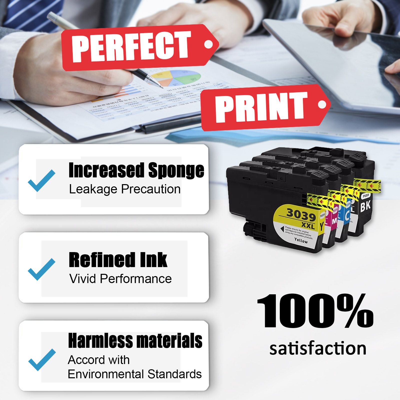 For Brother LC3039XXL Ink Cartridge Work For Brother MFC-J5845DW MFC-J5945DW MFC-J6545DW MFC-J6945DW MFC-J6545DW XL MFC-J5845DW XL Printers-PrintsBoost