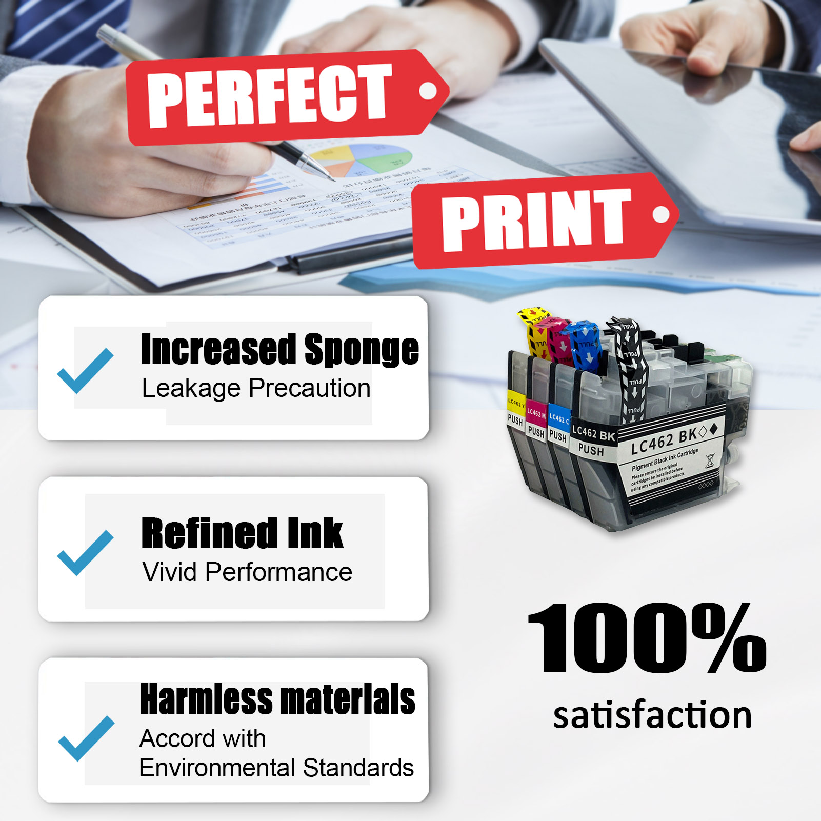 For Brother LC462 Ink Cartridge Work For Brother MFC-J2340DW MFC-J3540DW MFC-J3940DW Printers