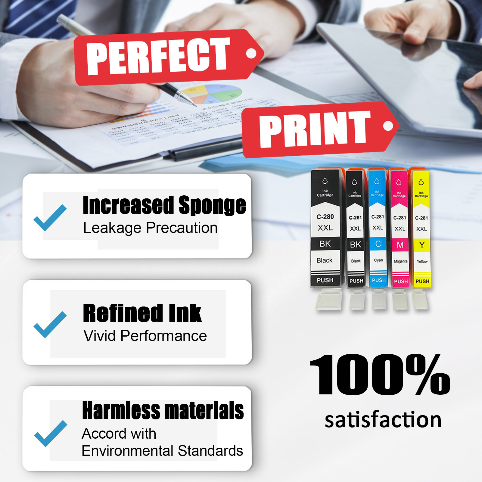 For Canon PGI-280XXL CLI-281XXL Ink Cartridge Work For Pixma TR8620a TR8620 TS9520 TS9521C TR8622 TR8520 TR8500 TR7620 TR7520 TR7500 TS6100 Printers-PrintsBoost