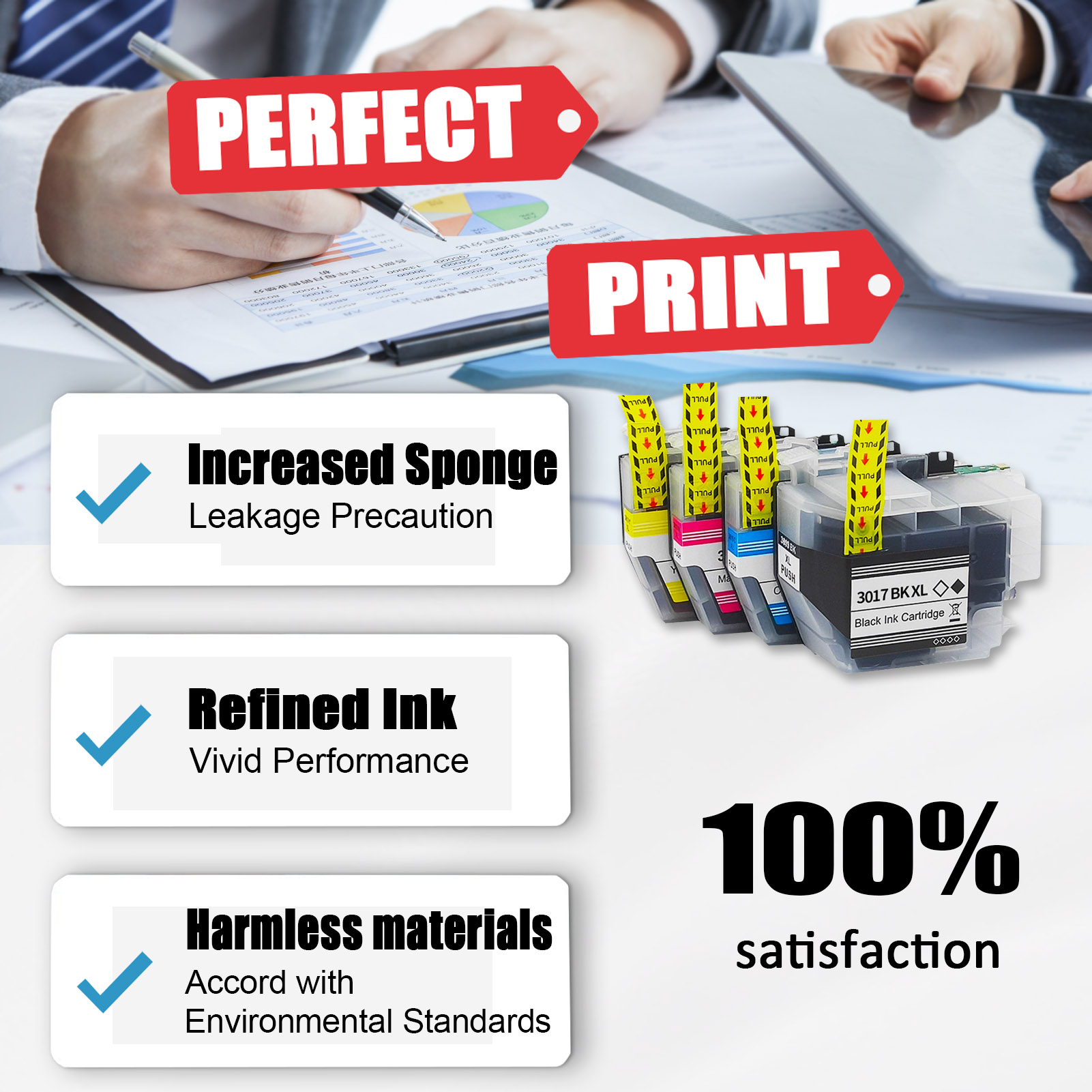 For Brother LC3017XL Ink Cartridge Work For Brother MFC-J5330DW MFC-J6530DW MFC-J6730DW MFC-J6930DW Printers-PrintsBoost