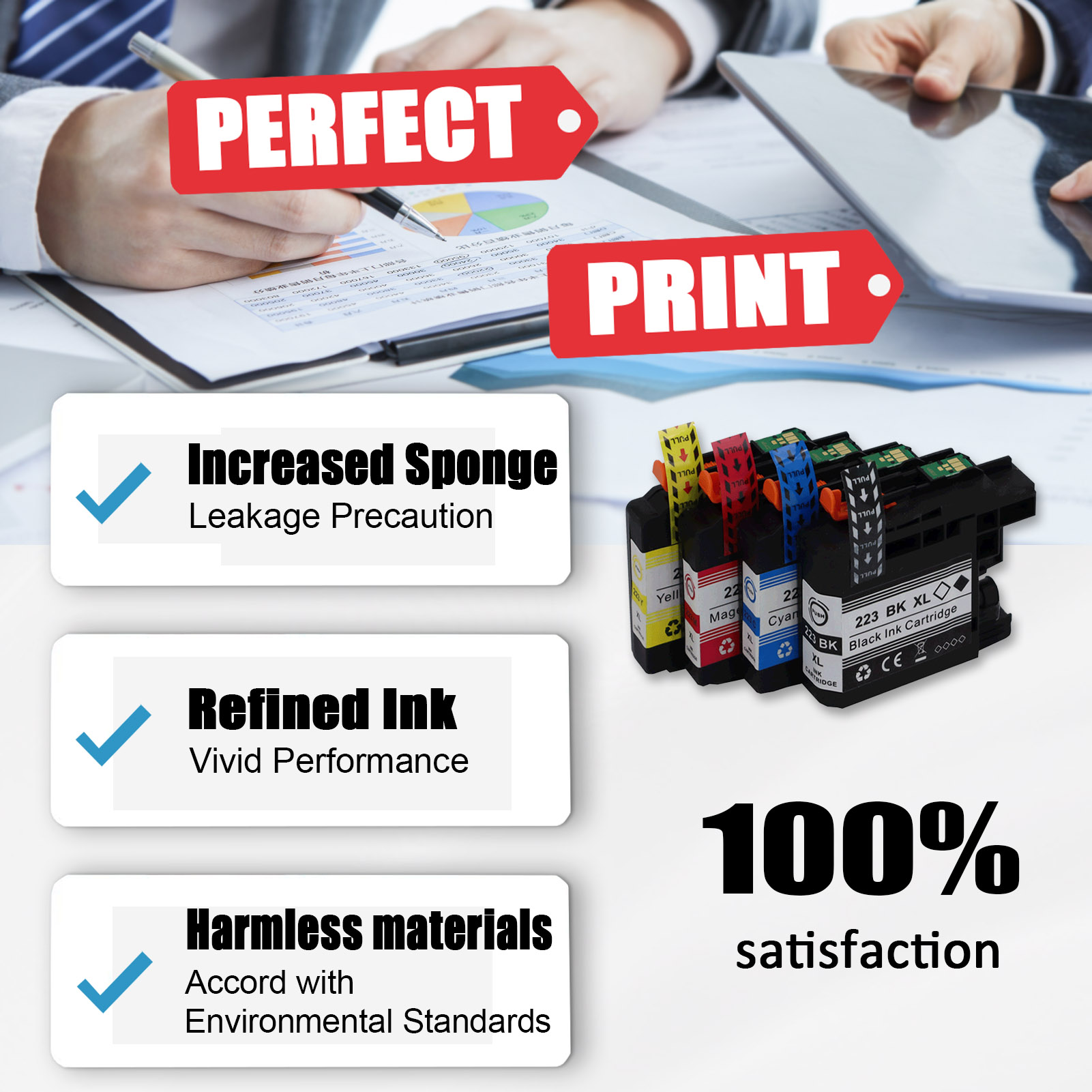 For Brother LC223XL Ink Cartridge Work For Brother DCP-J4120DW MFC-J4420DW MFC-J4620DW MFC-J4625DW MFC-J5320DW MFC-J5620DW Printers-PrintsBoost