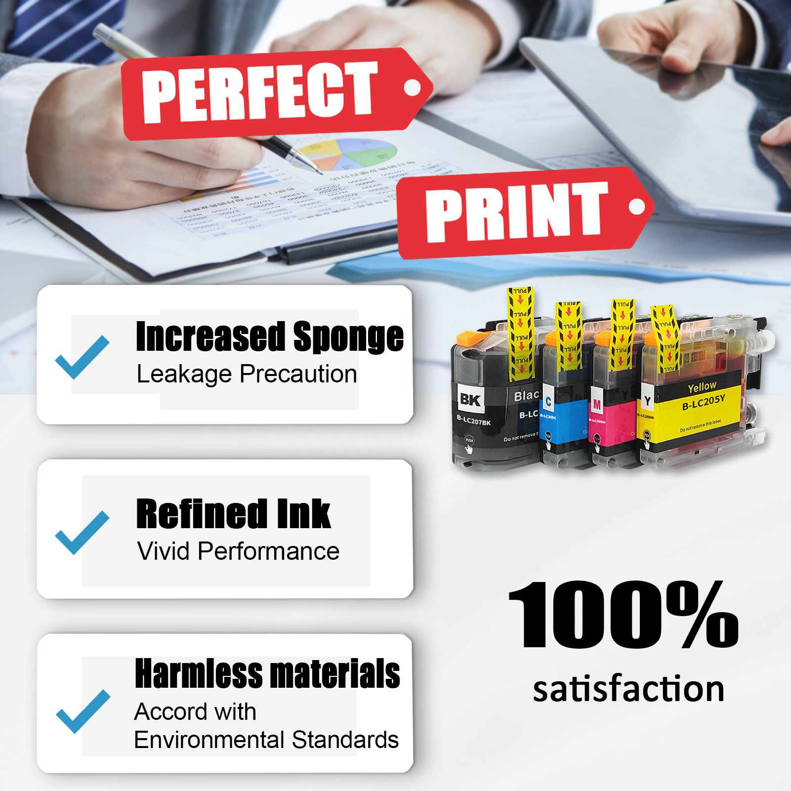 For Brother LC207XXL LC205XXL Ink Cartridge Work For Brother MFC-J4320DW MFC-J4420DW MFC-J4620DW Printers-PrintsBoost