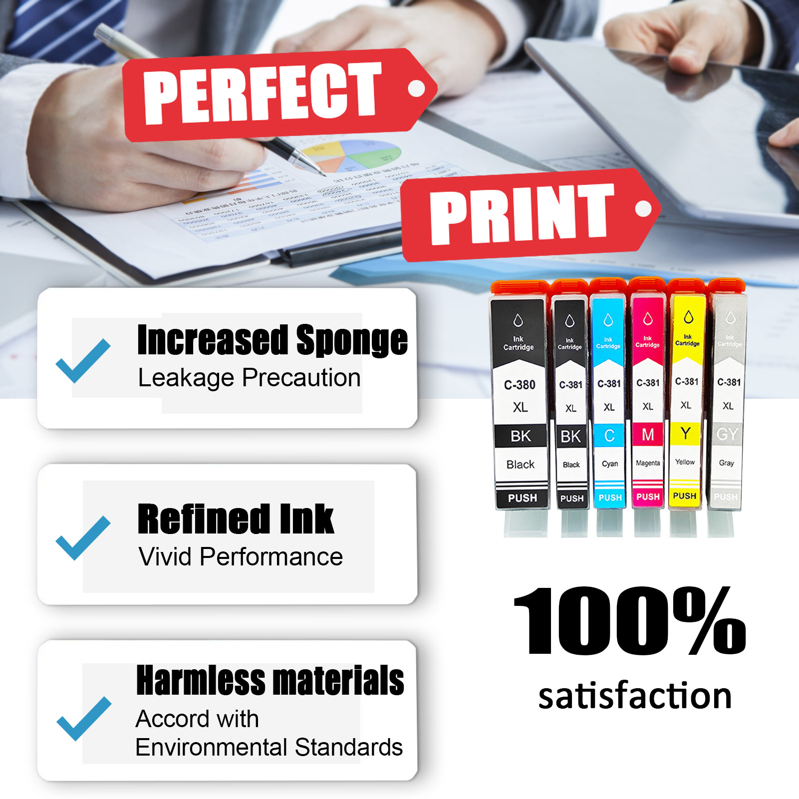 For Canon BCI-380XL BCI-381XL Ink Cartridge Work For Canon PIXUS TS8130 TR8530 TR7530 TS8230 TS6130 TS6230 TS6330 Printers-PrintsBoost