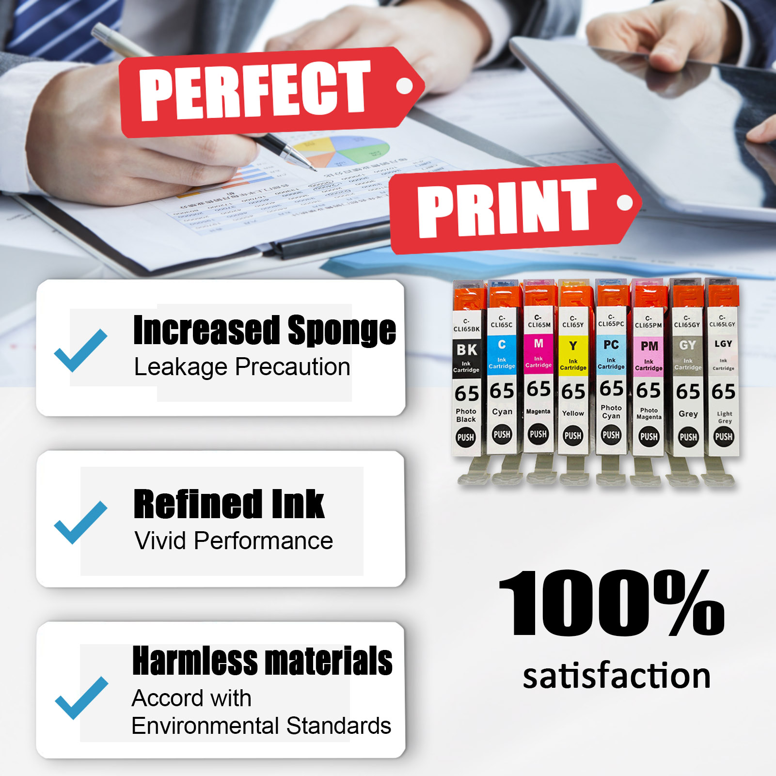  For Canon CLI-65 Ink Cartridge Work For Canon Pixma Pro 200 Printers