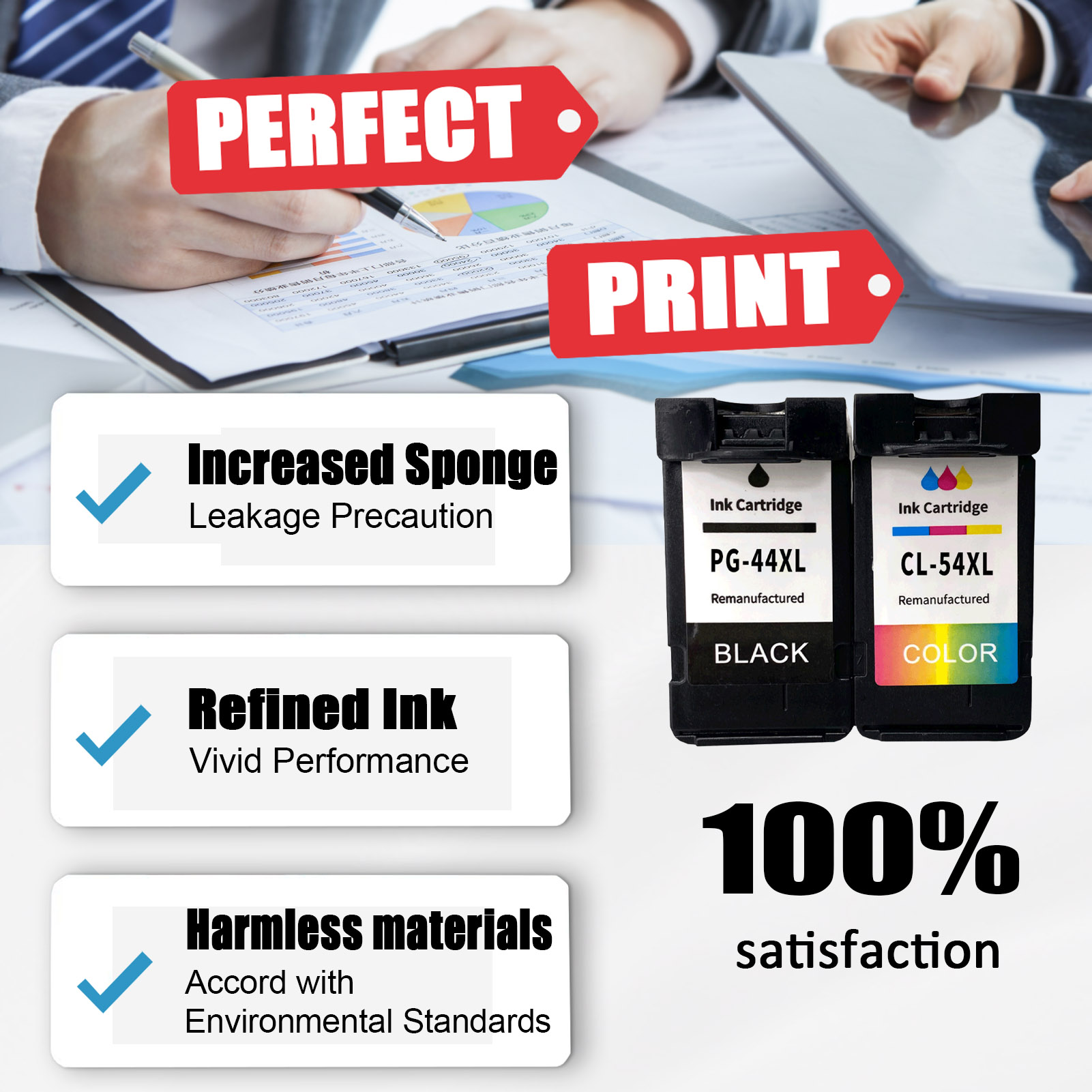 For Canon PG-44XL CL-54XL Ink Cartridge Work For Canon PIXMA E201 E401 E402 E3110 Printers