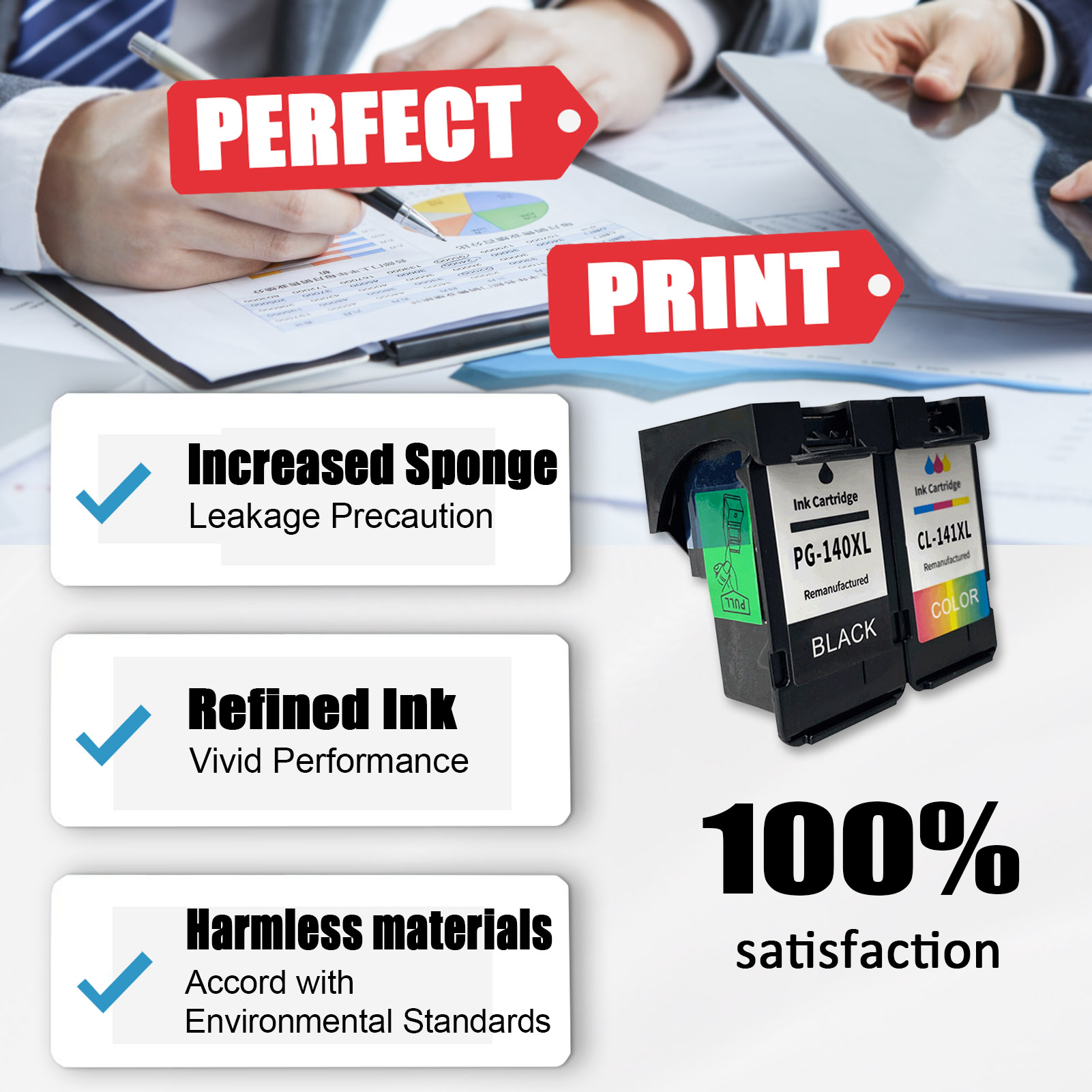 For Canon PG-140XL CL-141XL Ink Cartridge Work For Canon PIXMA MG2110 MG2210 MG3110 MG3210 MG3510 MG4110 MG4210 MX371 MX391 MX431 MX451 MX471 Printers-PrintsBoost