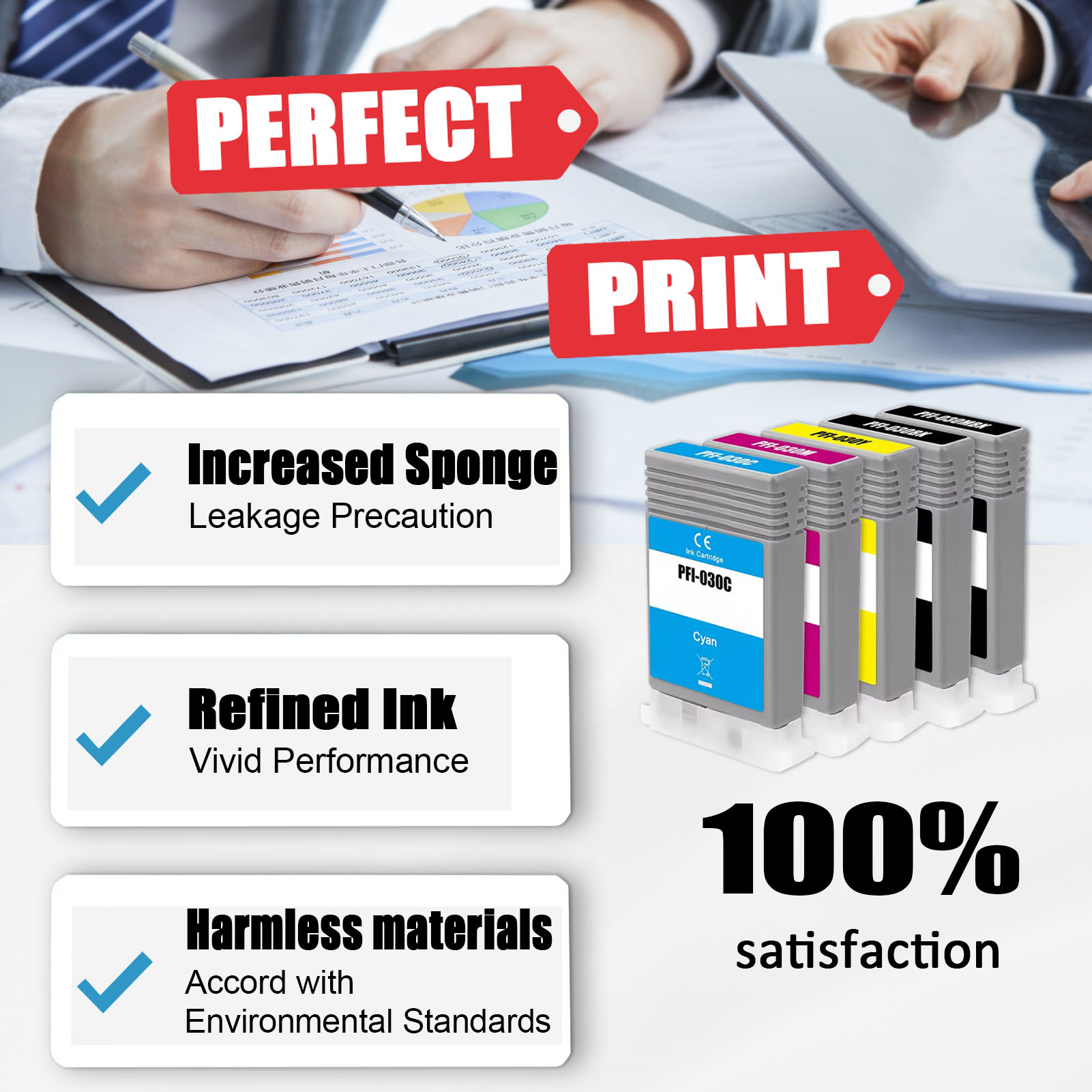 For Canon PFI-030 Ink Cartridge Work for Canon ImagePROGRAF TA-20 TA-30 Printers