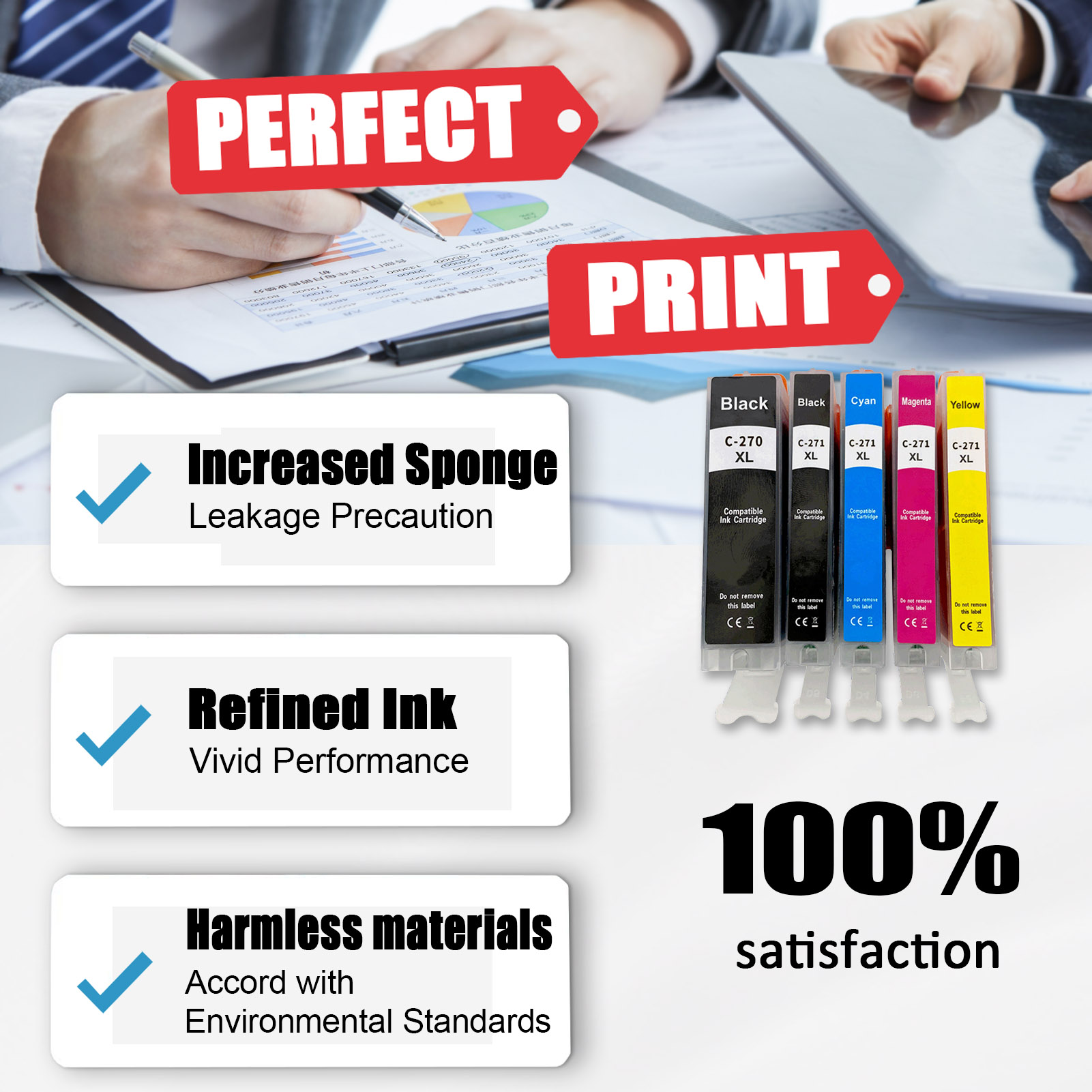 For Canon PGI-270XL CLI-271XL Ink Cartridge Work For Canon Pixma MG5720 MG5721 MG5722 MG6820 MG6821 MG6822 MG7720 TS5020 TS6020 TS8020 TS9020 Printers-PrintsBoost