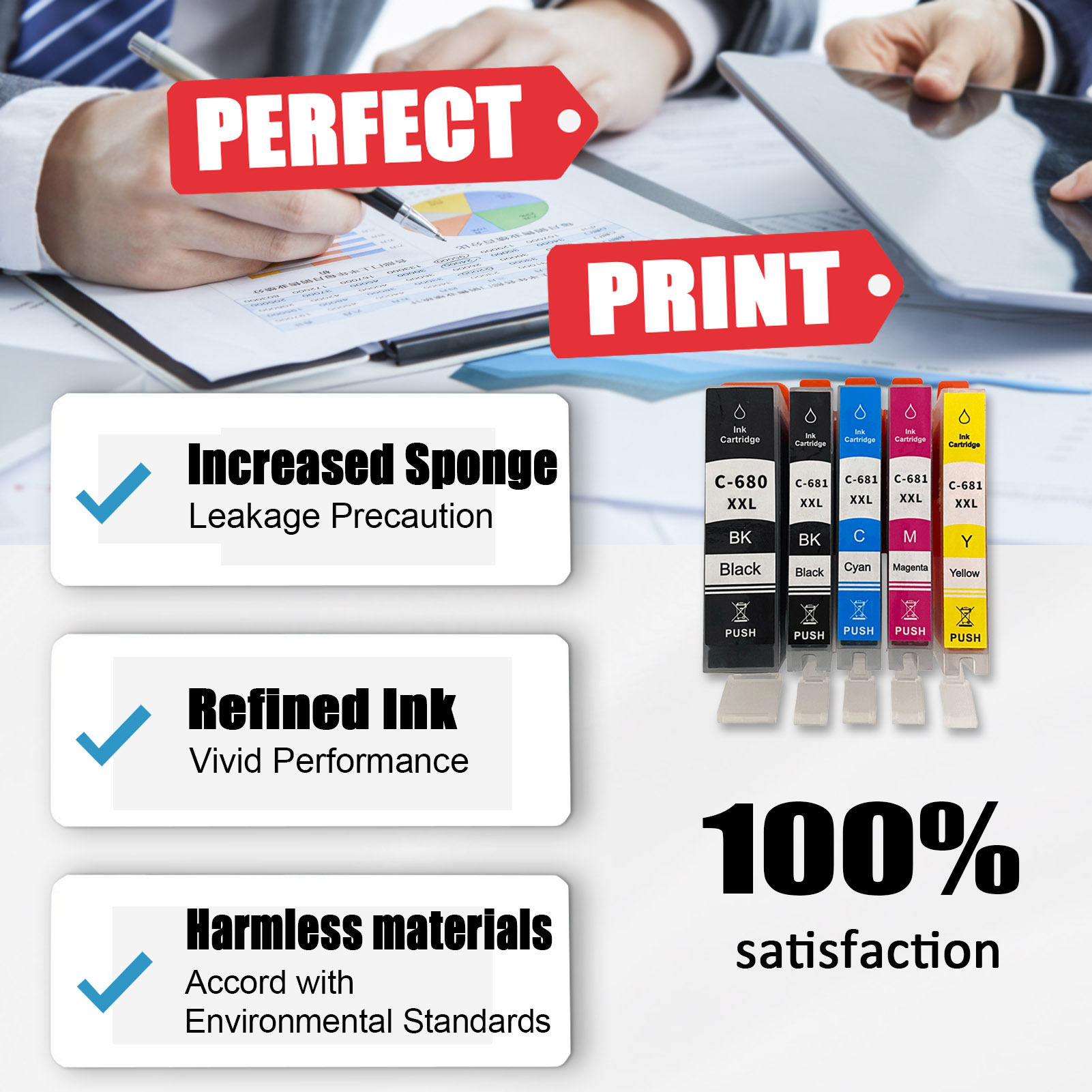 For Canon PGI-680XXL CLI-681XXL Ink Cartridge Work For Canon Pixma TR7560 TR8560 TS706 TS6160 TS6260 TS8160 TS8260 TS9160 TS9560 Printers-PrintsBoost