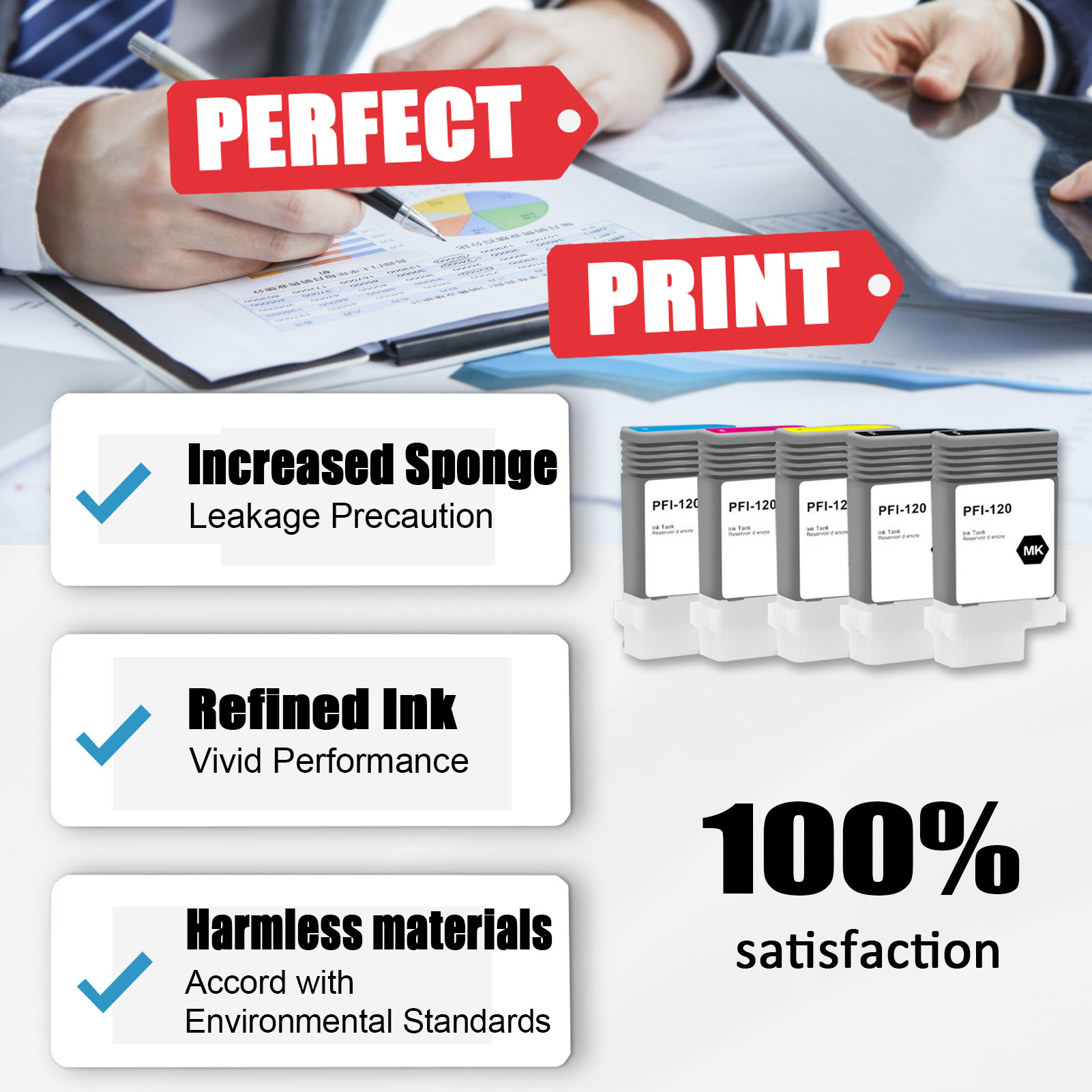 For Canon PFI-120 Ink Cartridge Work For Canon ImagePROGRAF TM-200 TM-205 TM-300 TM-305 Printers