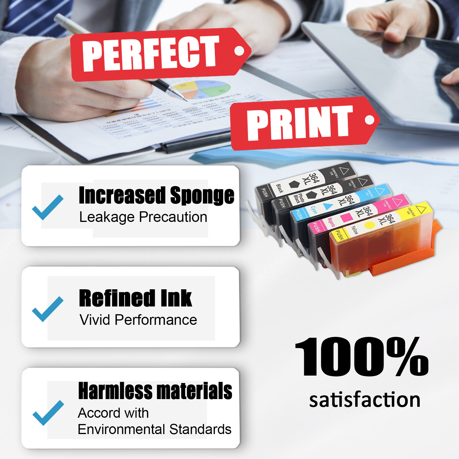 For HP 364XL Ink Cartridge Work For HP Photosmart 5510 5520 6510 6520 7510 7520 Officejet 4610 4620 Deskjet 3520 3522 3524 etc. Printers-PrintsBoost