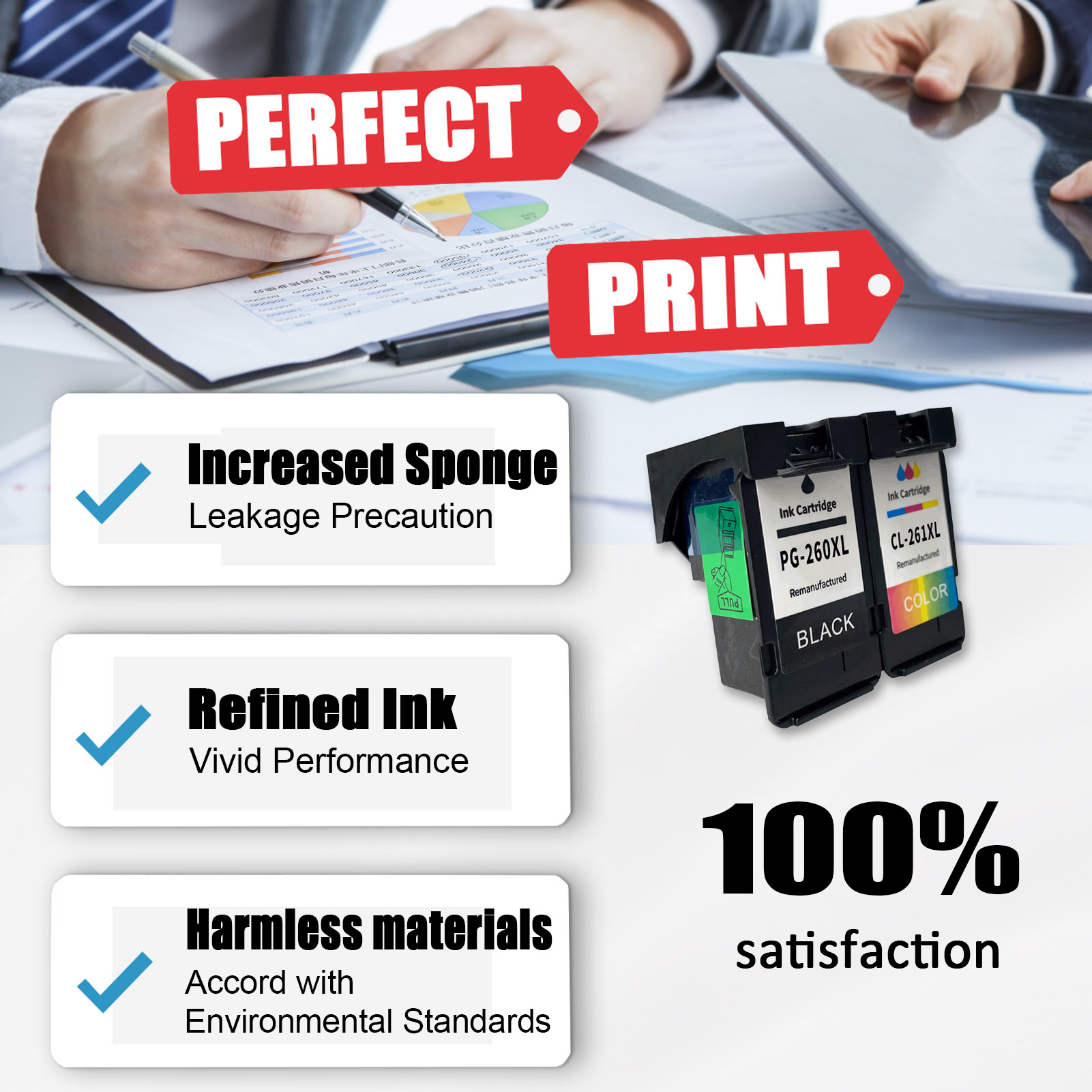 For Canon PG-260XL CL-261XL Ink Cartridge Work For Canon PIXMA TR7020 TS6420 TS5320 TR7020a TS6420a Printers-PrintsBoost