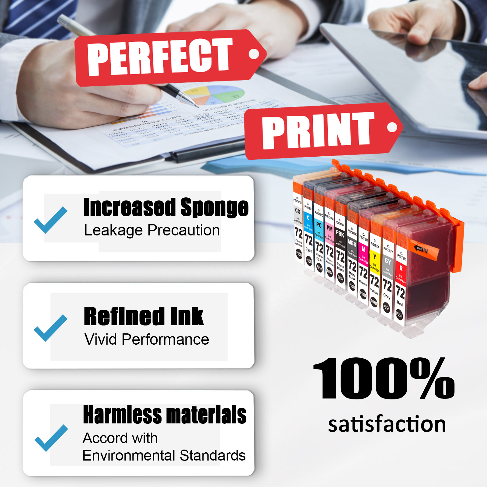For Canon PGI-72 Ink Cartridge Work For Canon Pixma Pro-10 Printer