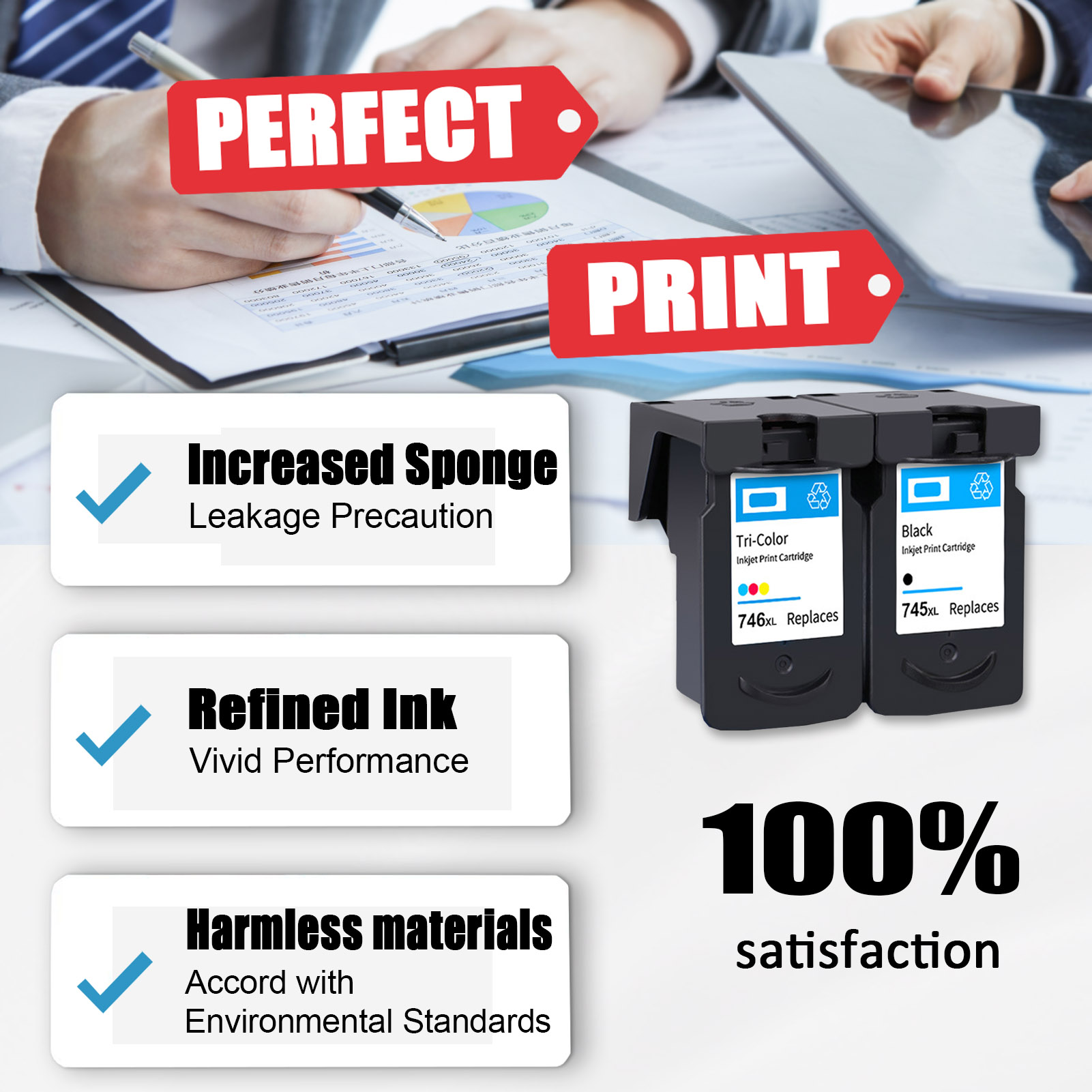 For Canon PG-745XL CL-746XL Ink Cartridge Work For Canon Pixma IP2870 IP2870S MG2470 MG2570 MG2570S MG2970 MG3070 MG3077 MX497 TS207 TS307 TS3170 TR4570 Printers-PrintsBoost