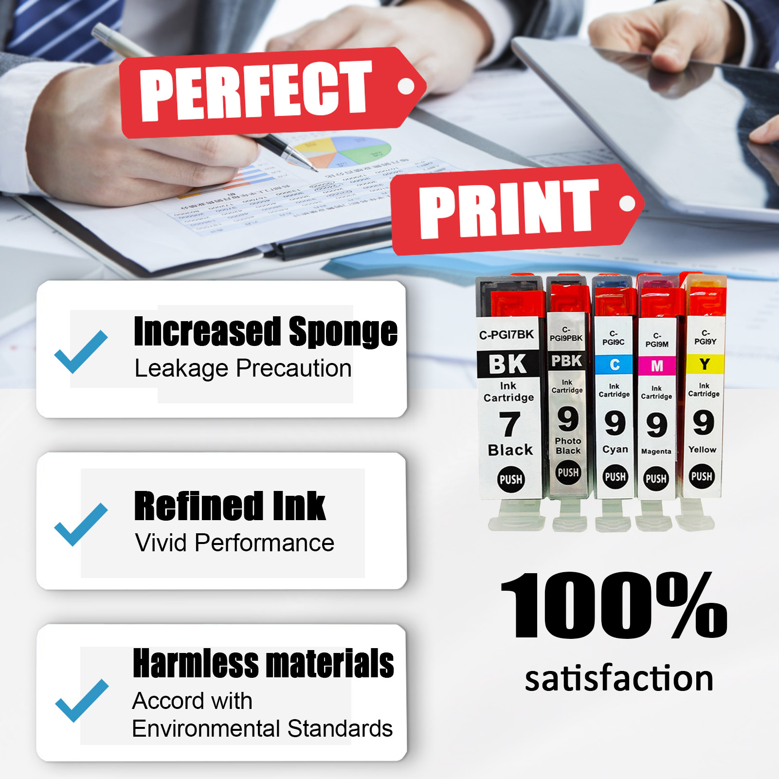For Canon PGI-7 PGI-9 Ink Cartridge Work For Canon Pixma MX7600 IX7000 PRO9500 Printers