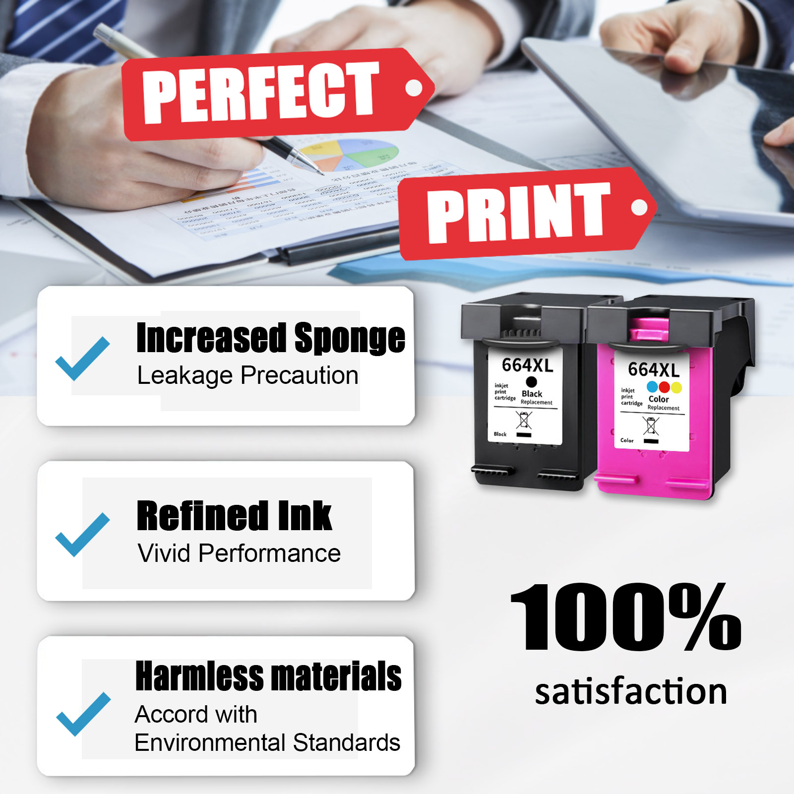 For HP 664XL Ink Cartridge Work For HP DeskJet 1115 1118 2135 2138 2675 2676 2677 2678 3635 3636 3775 3776 3786 3788 3790 etc. Printers-PrintsBoost