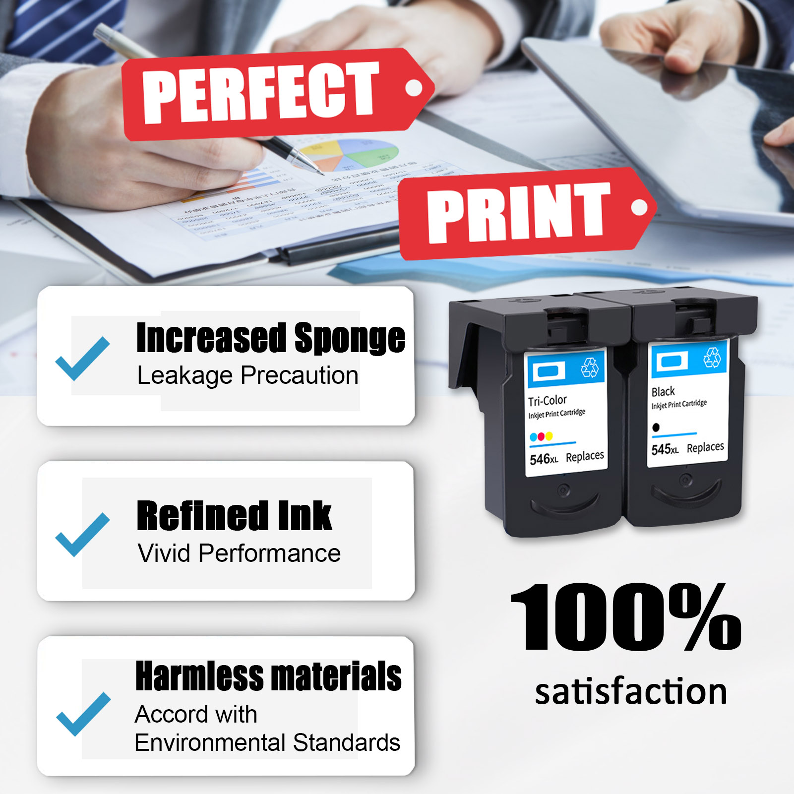 For Canon PG-545XL CL-546XL Ink Cartridge Work For Canon Pixma IP2850 MG2450 MG2550 MG2550S MG2555S MG2950 MG3050 MG3051 Printers-PrintsBoost